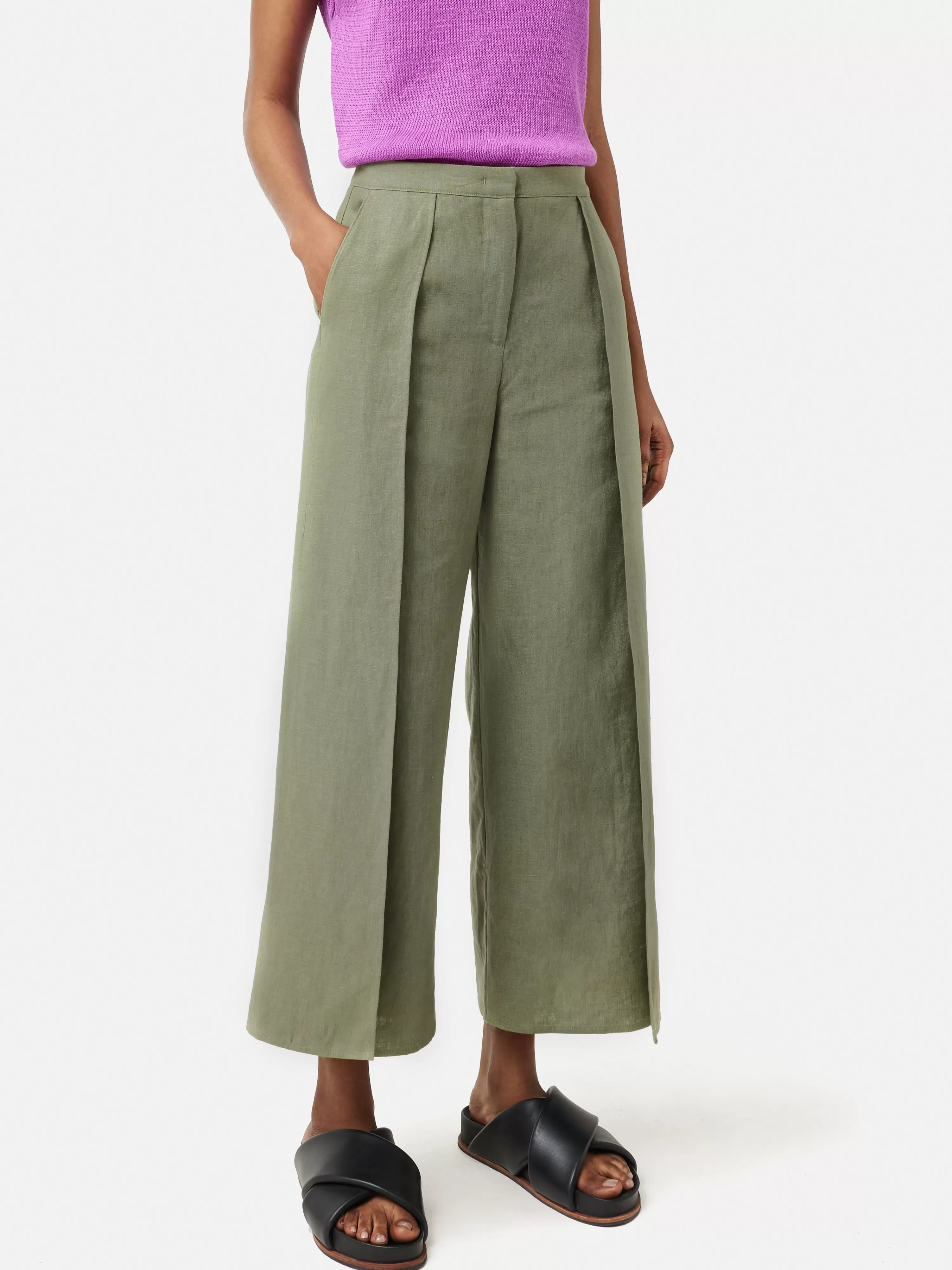 Jigsaw Linen Pleat Front Trouser-Women Trousers