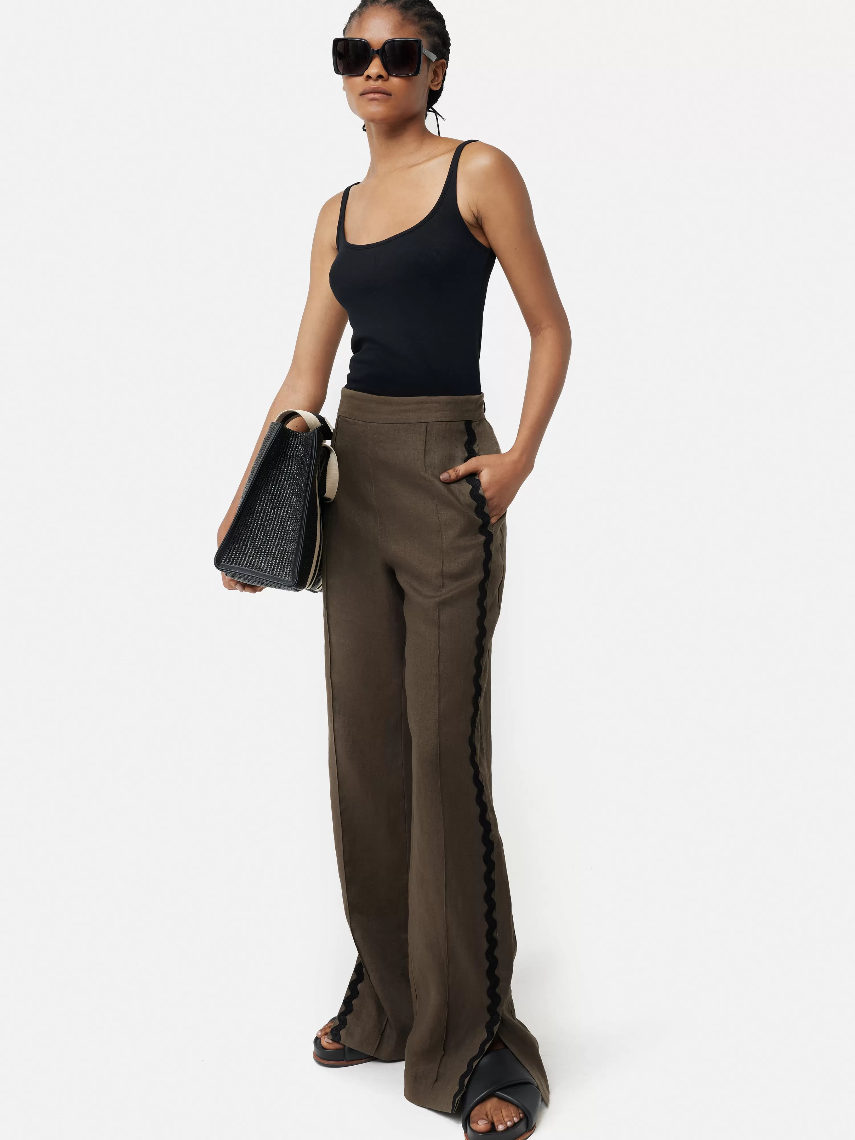 Jigsaw Linen Ric Rac Trouser-Women Trousers