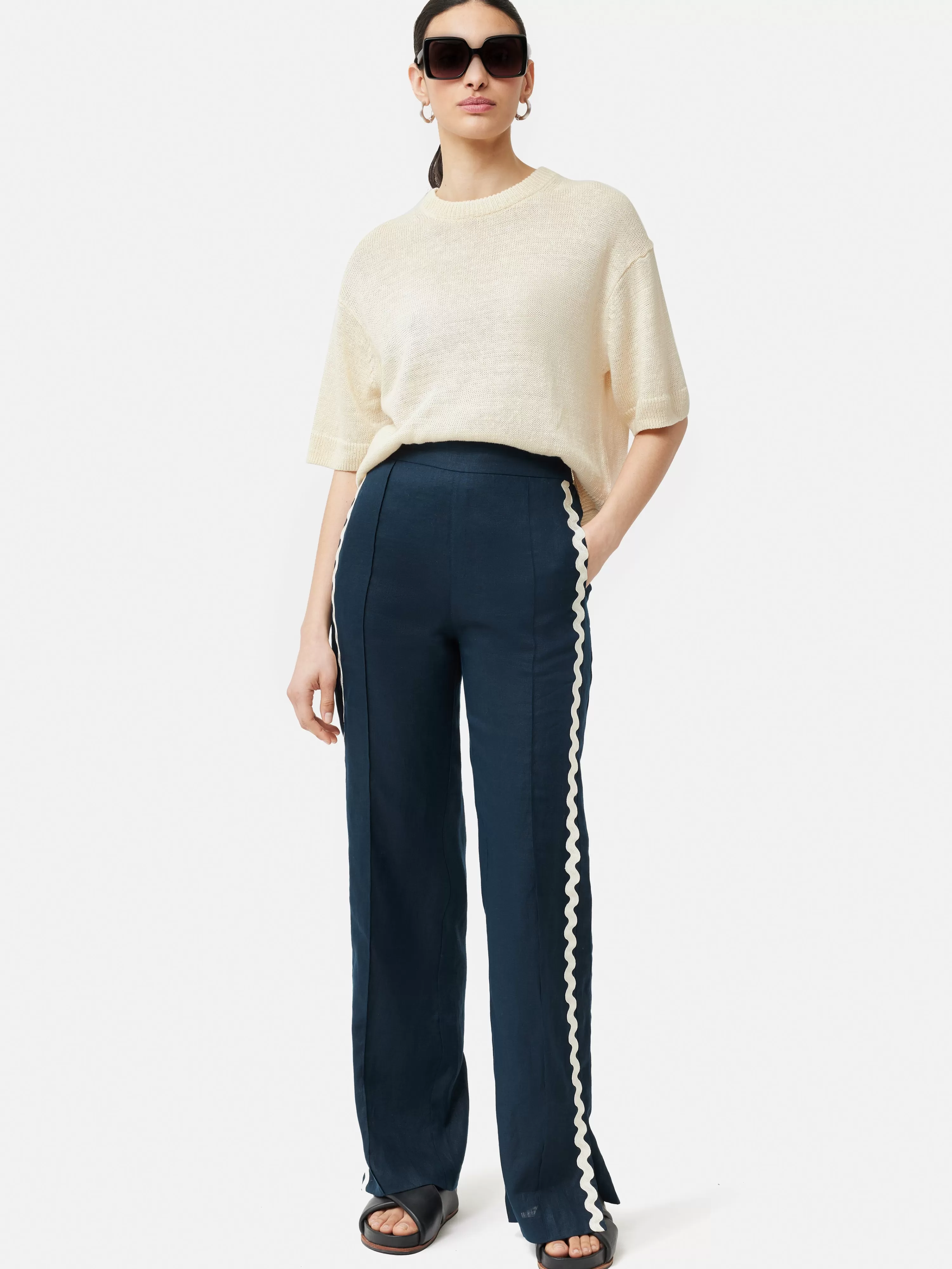 Jigsaw Linen Ric Rac Trouser-Women Trousers