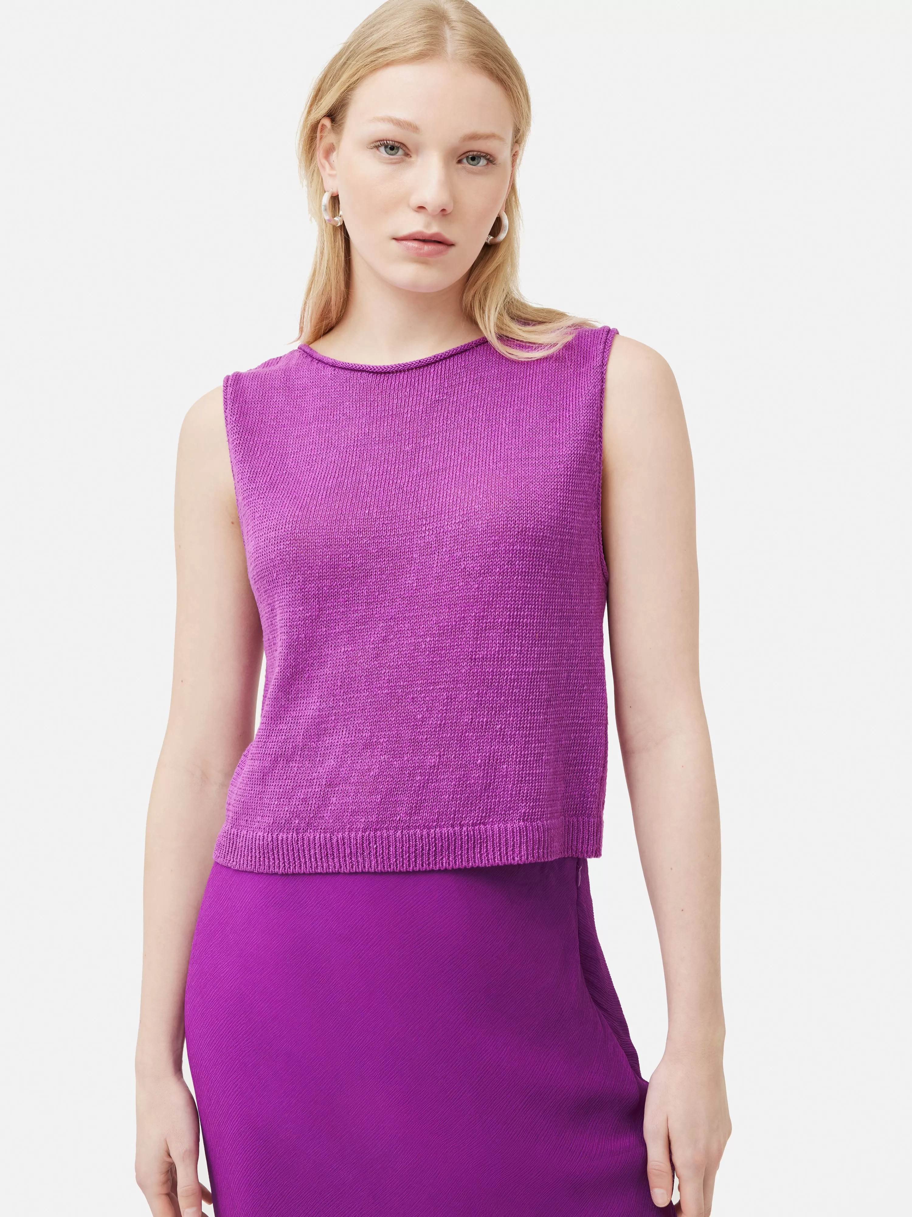 Jigsaw Linen Slub Cropped Tank Top-Women Knitwear & Cashmere