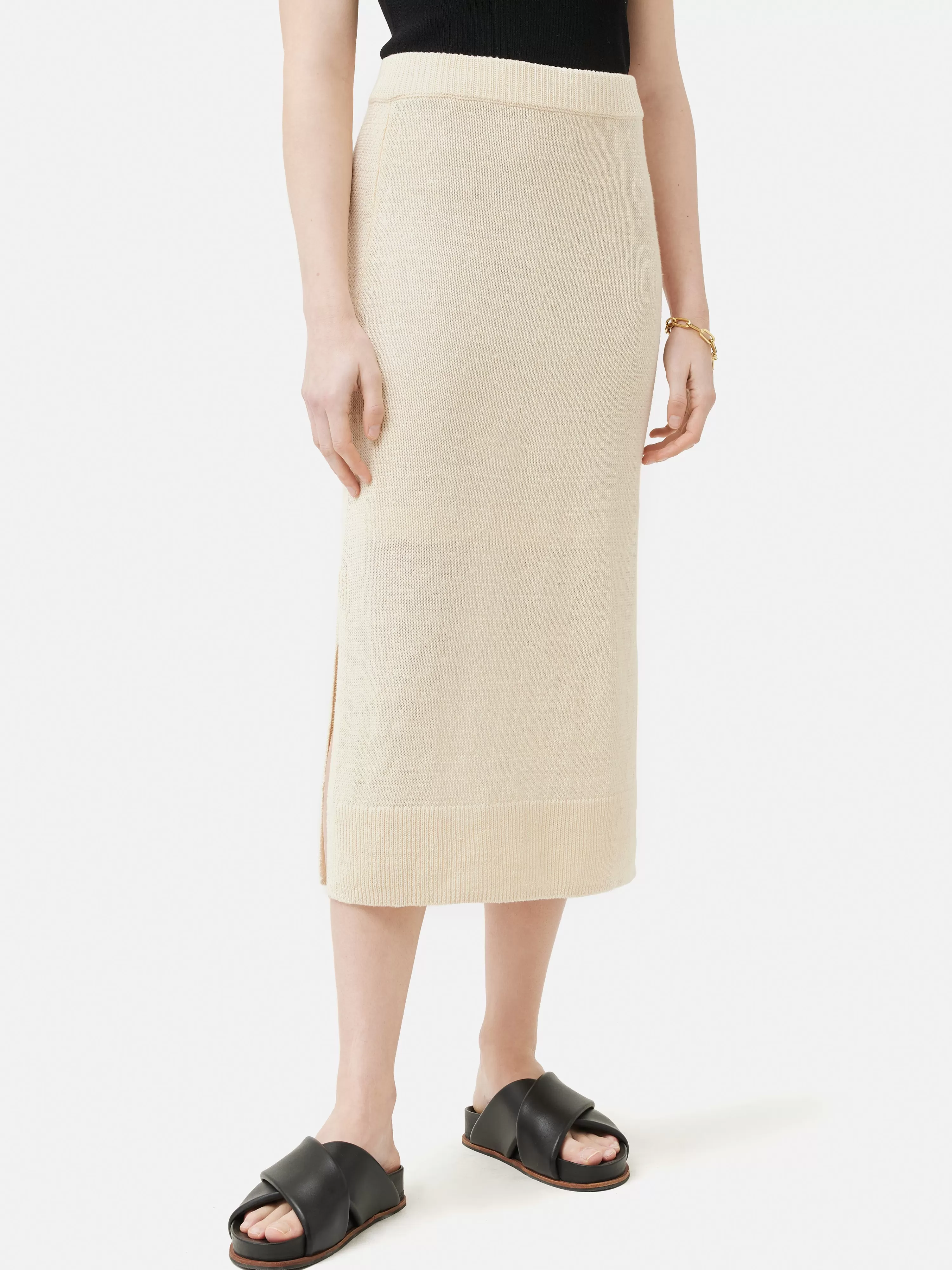 Jigsaw Linen Slub Knitted Skirt-Women Co-Ords & Suiting