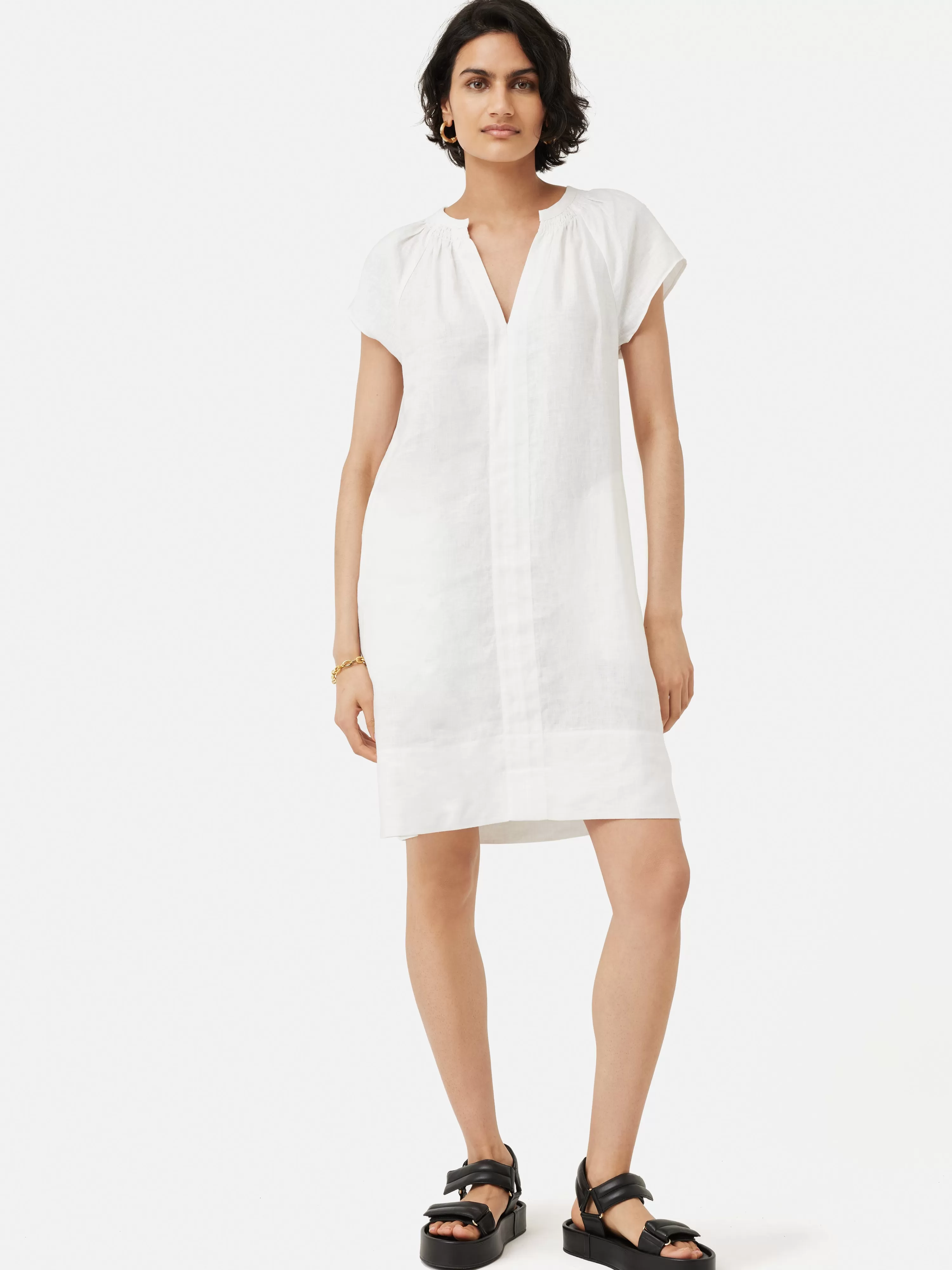 Jigsaw Linen Smocked T-Shirt Dress-Women Dresses & Jumpsuits