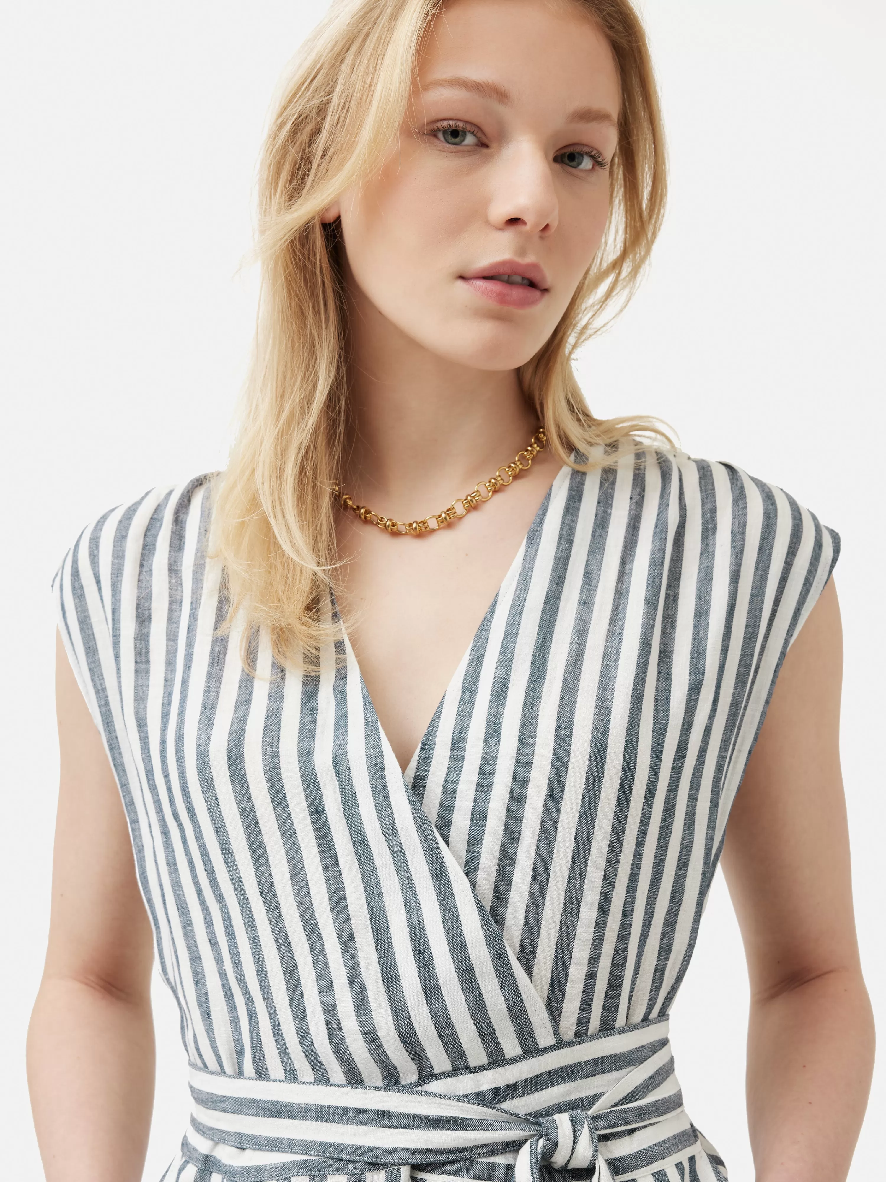 Jigsaw Linen Stripe Jumpsuit-Women Dresses & Jumpsuits