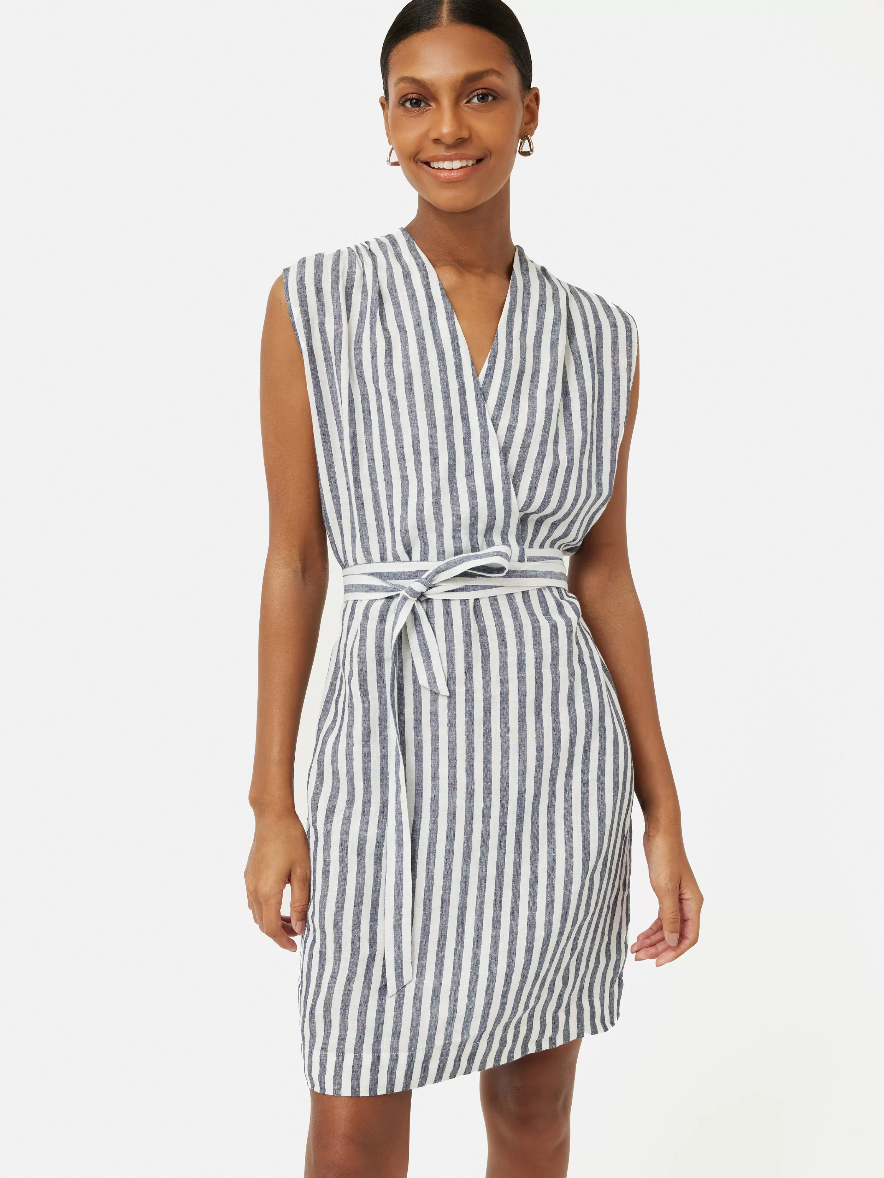 Jigsaw Linen Stripe Wrap Dress-Women Dresses & Jumpsuits