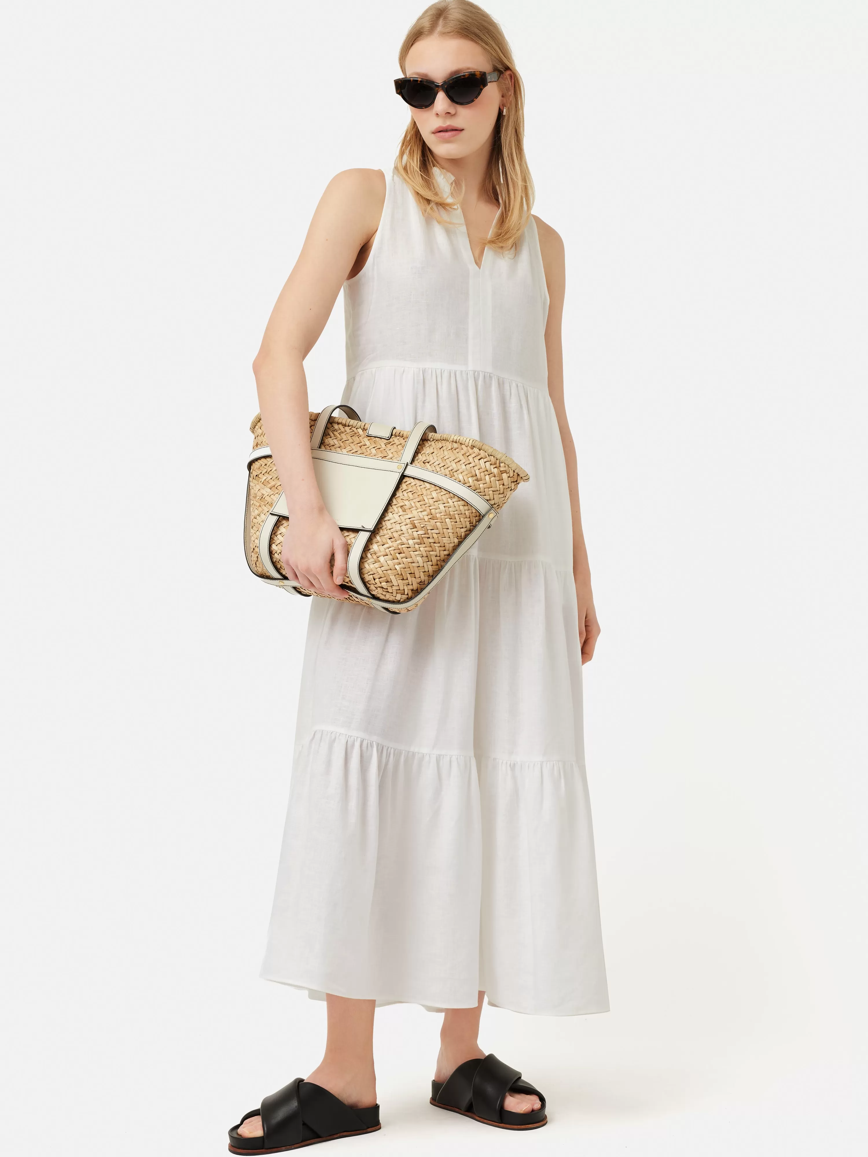 Jigsaw Linen Tiered Maxi Dress-Women Dresses & Jumpsuits