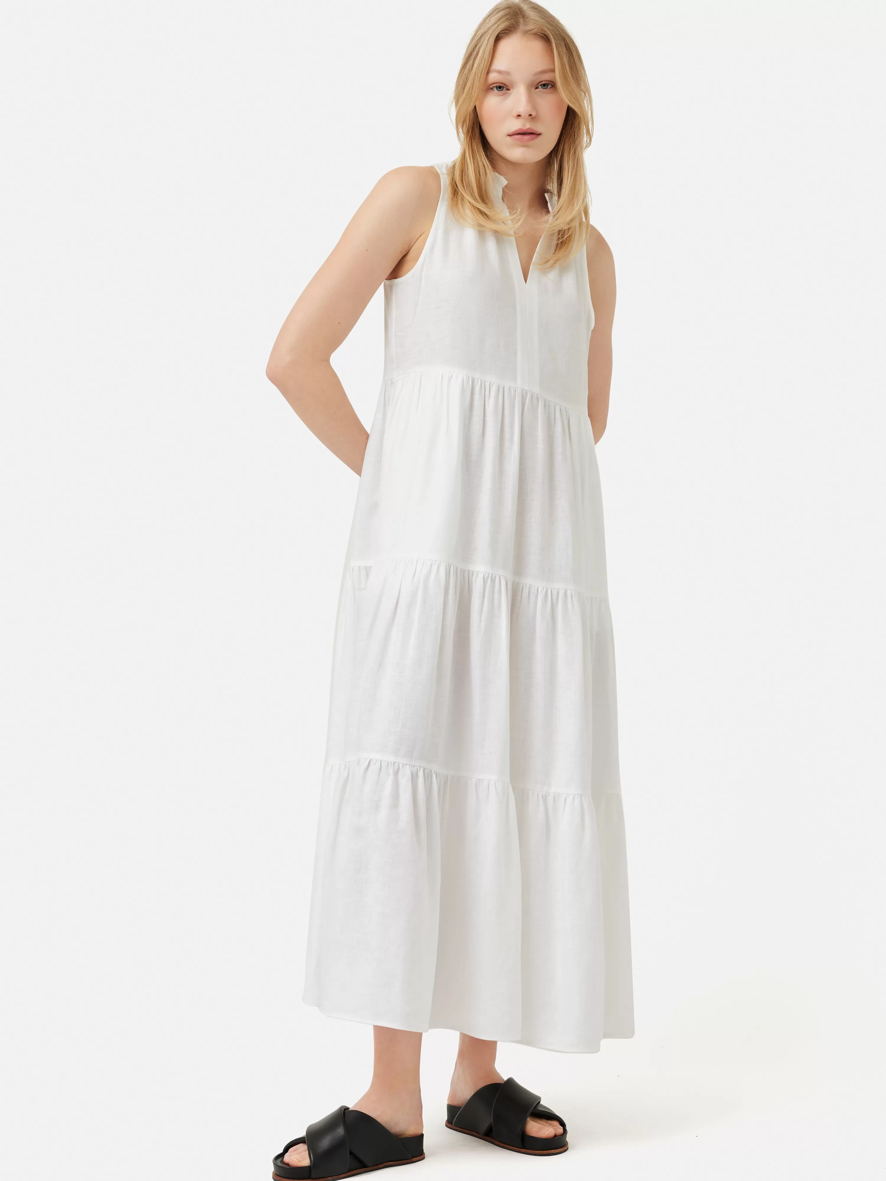 Jigsaw Linen Tiered Maxi Dress-Women Dresses & Jumpsuits