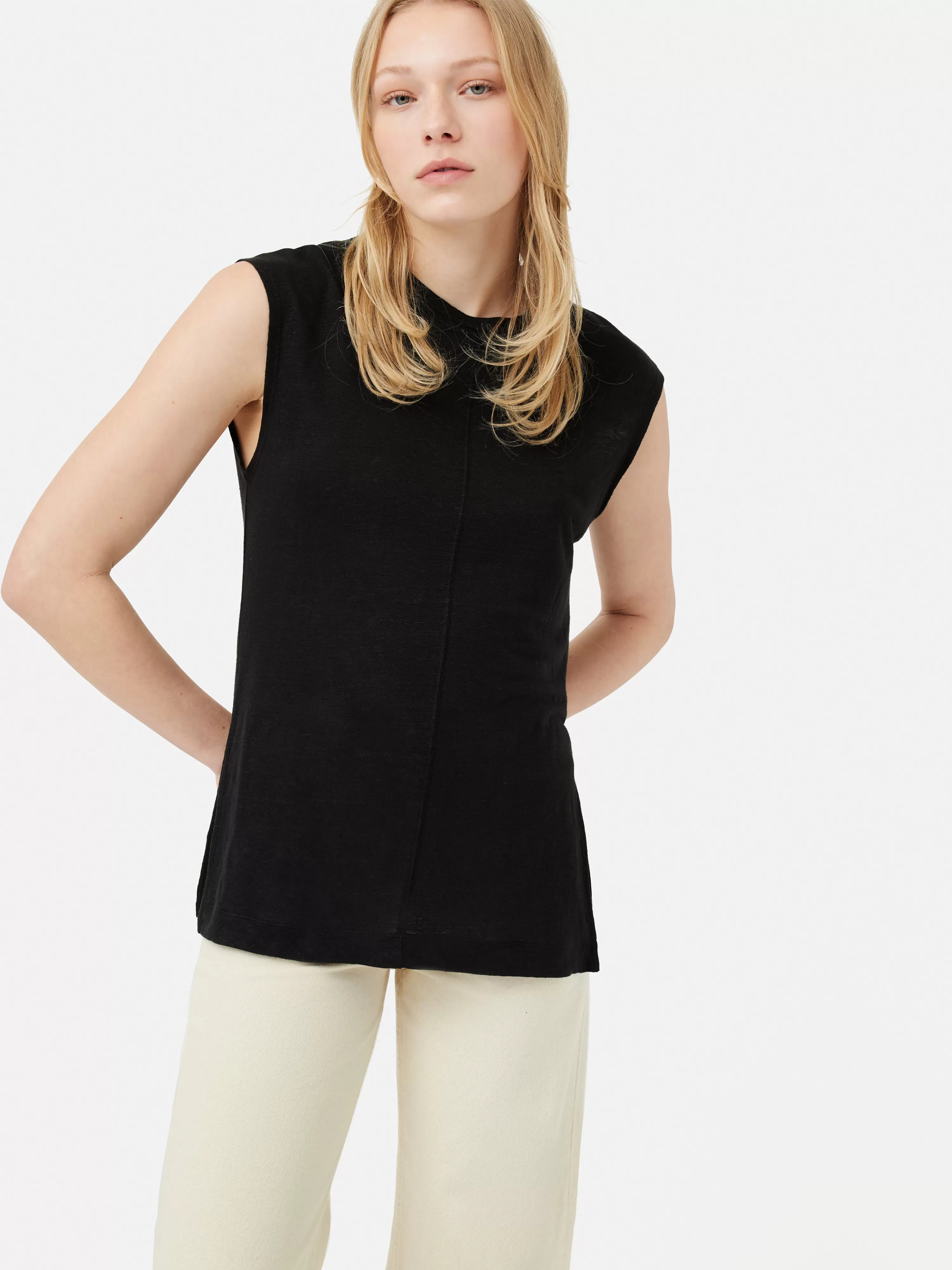 Jigsaw Linen Tunic Tee-Women Tops