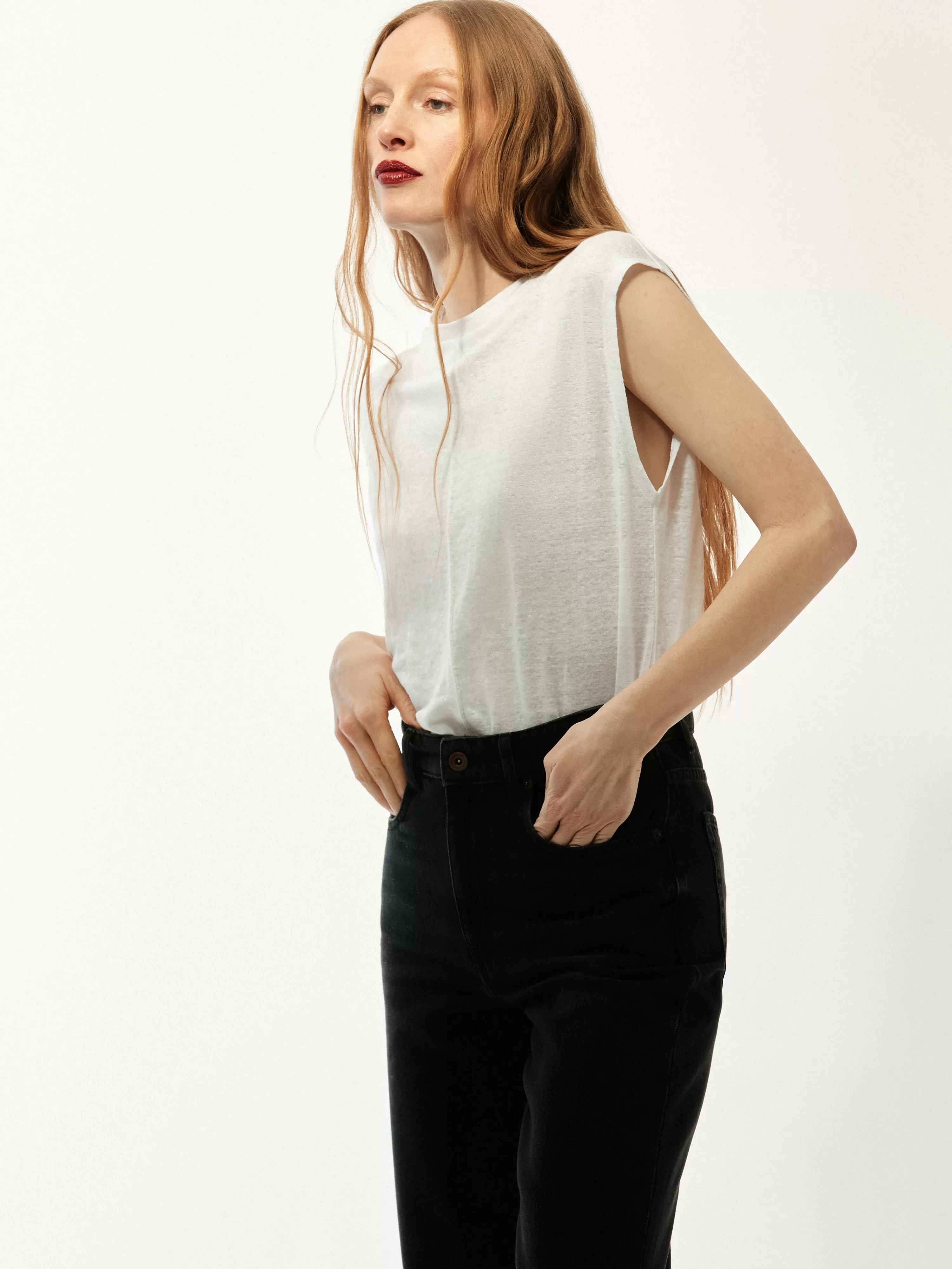 Jigsaw Linen Tunic Tee-Women Tops