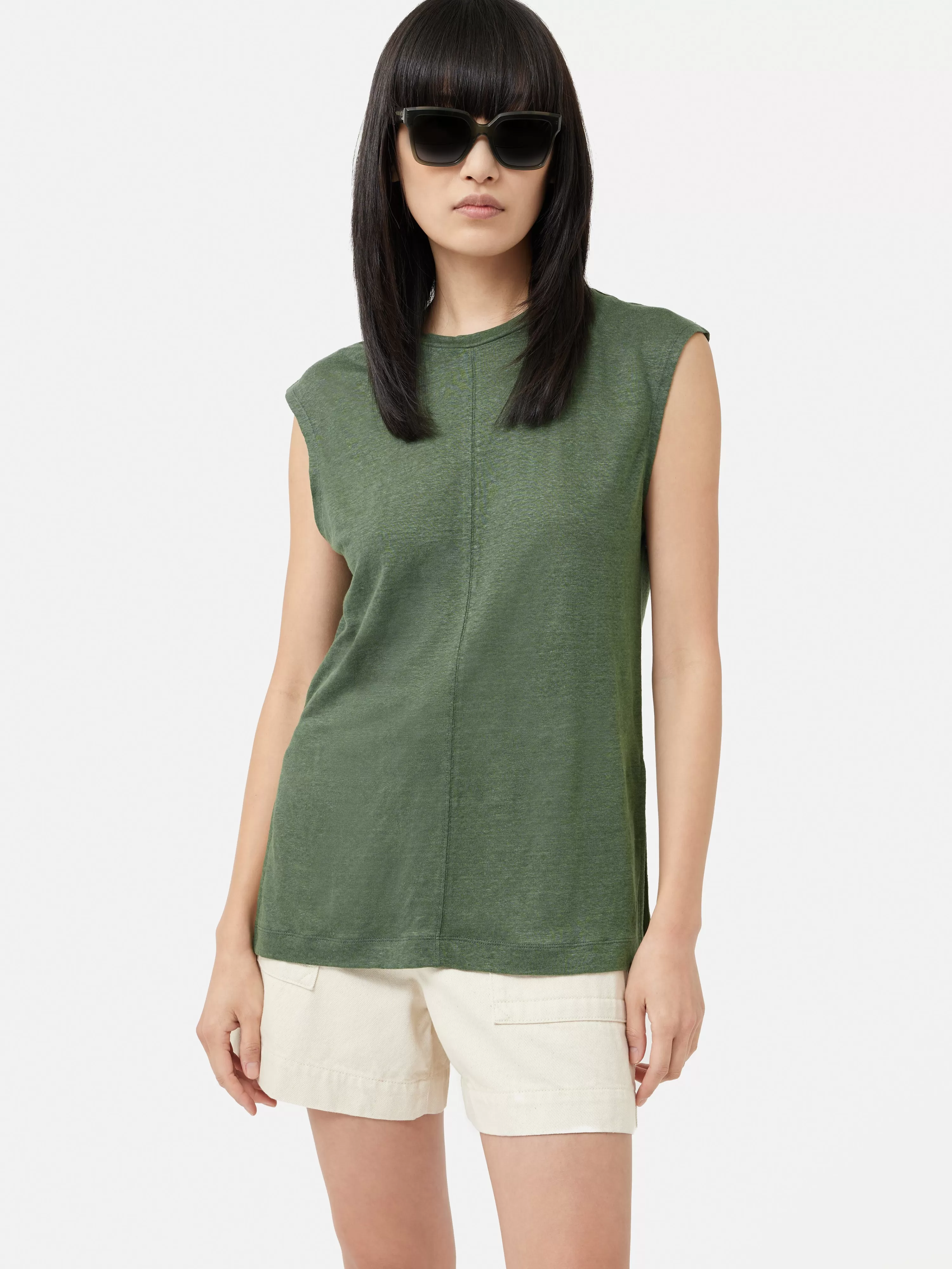 Jigsaw Linen Tunic Tee-Women Tops