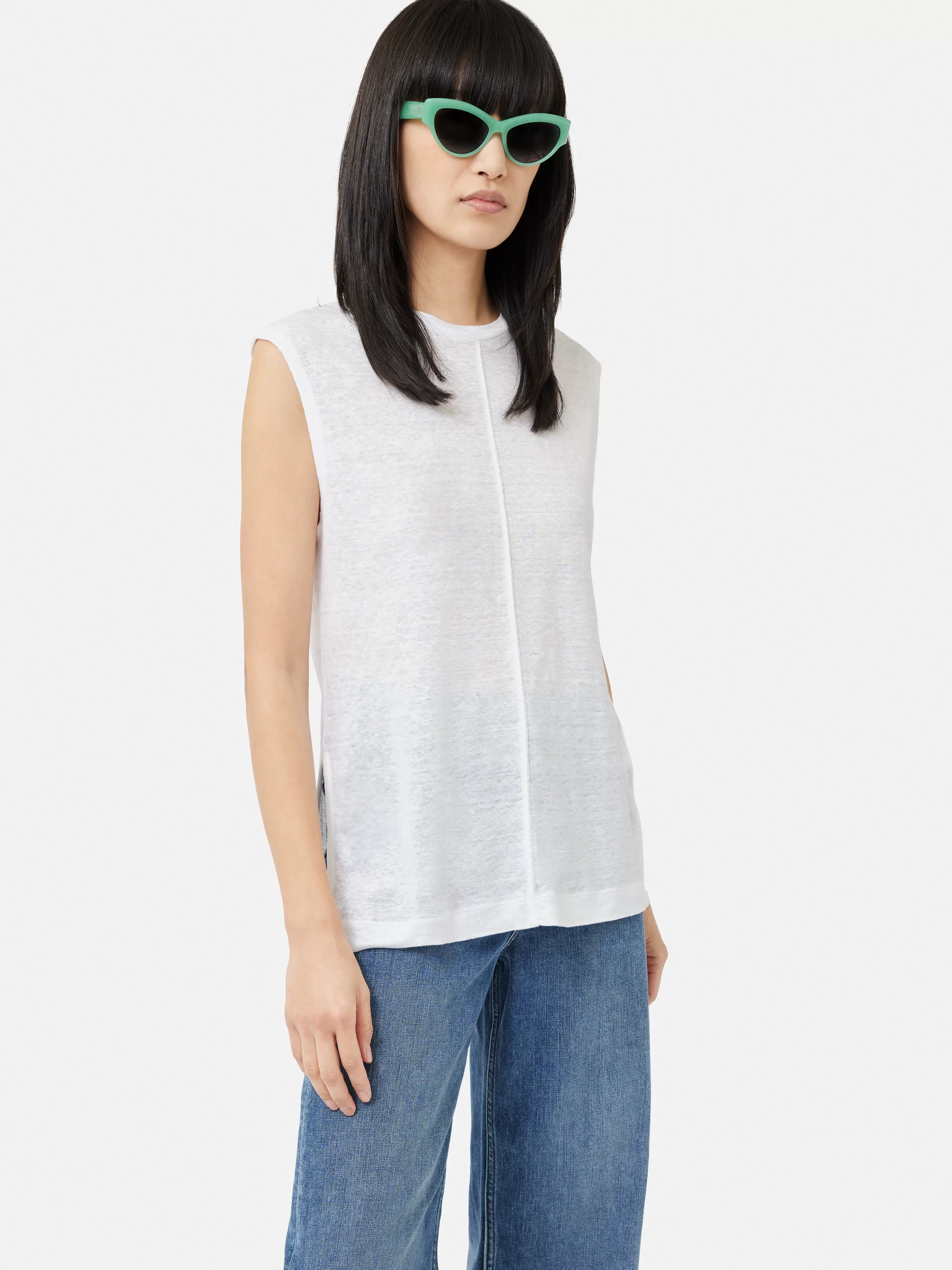 Jigsaw Linen Tunic Tee-Women Tops