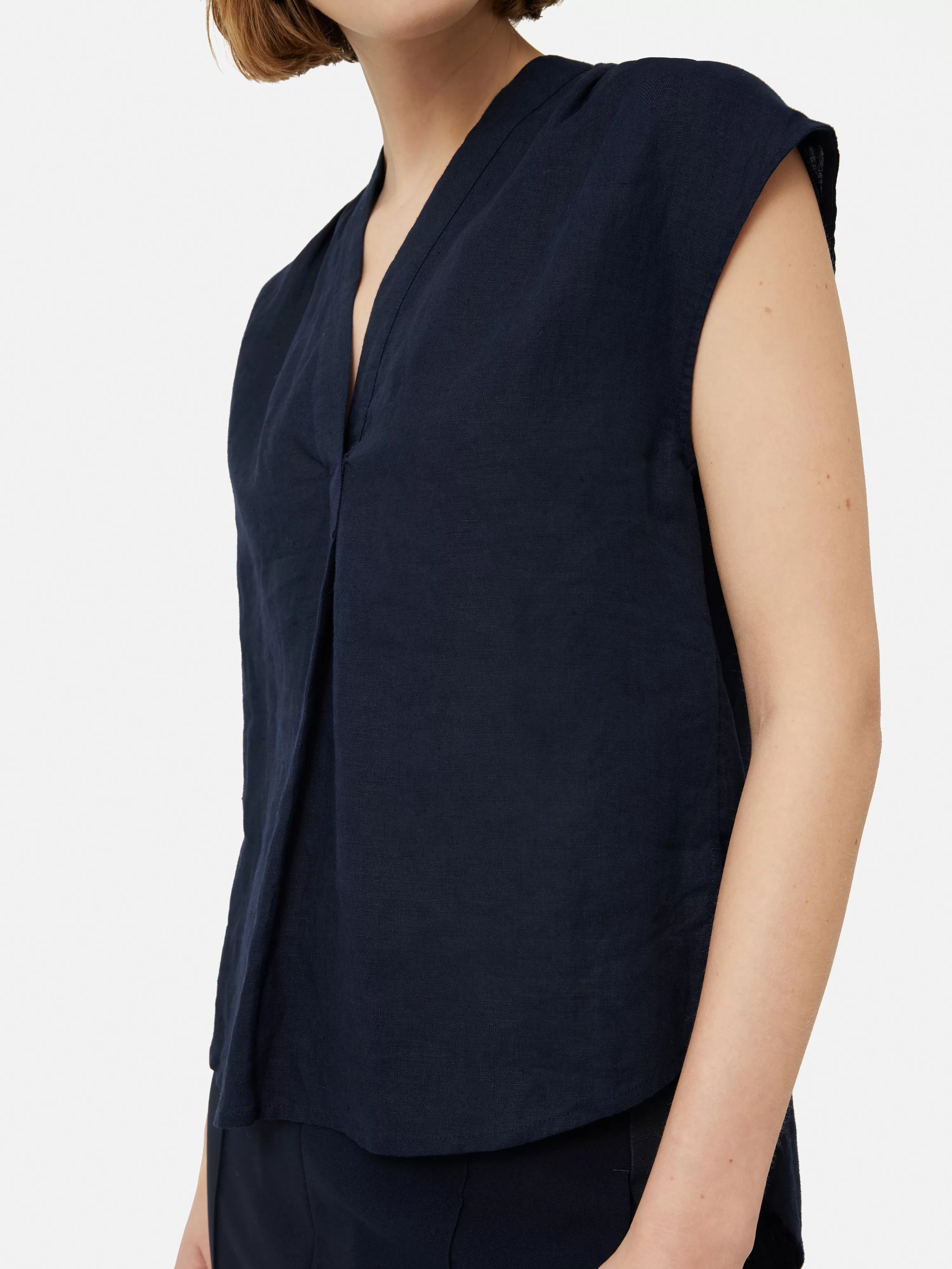 Jigsaw Linen V Neck Top-Women Shirts & Blouses