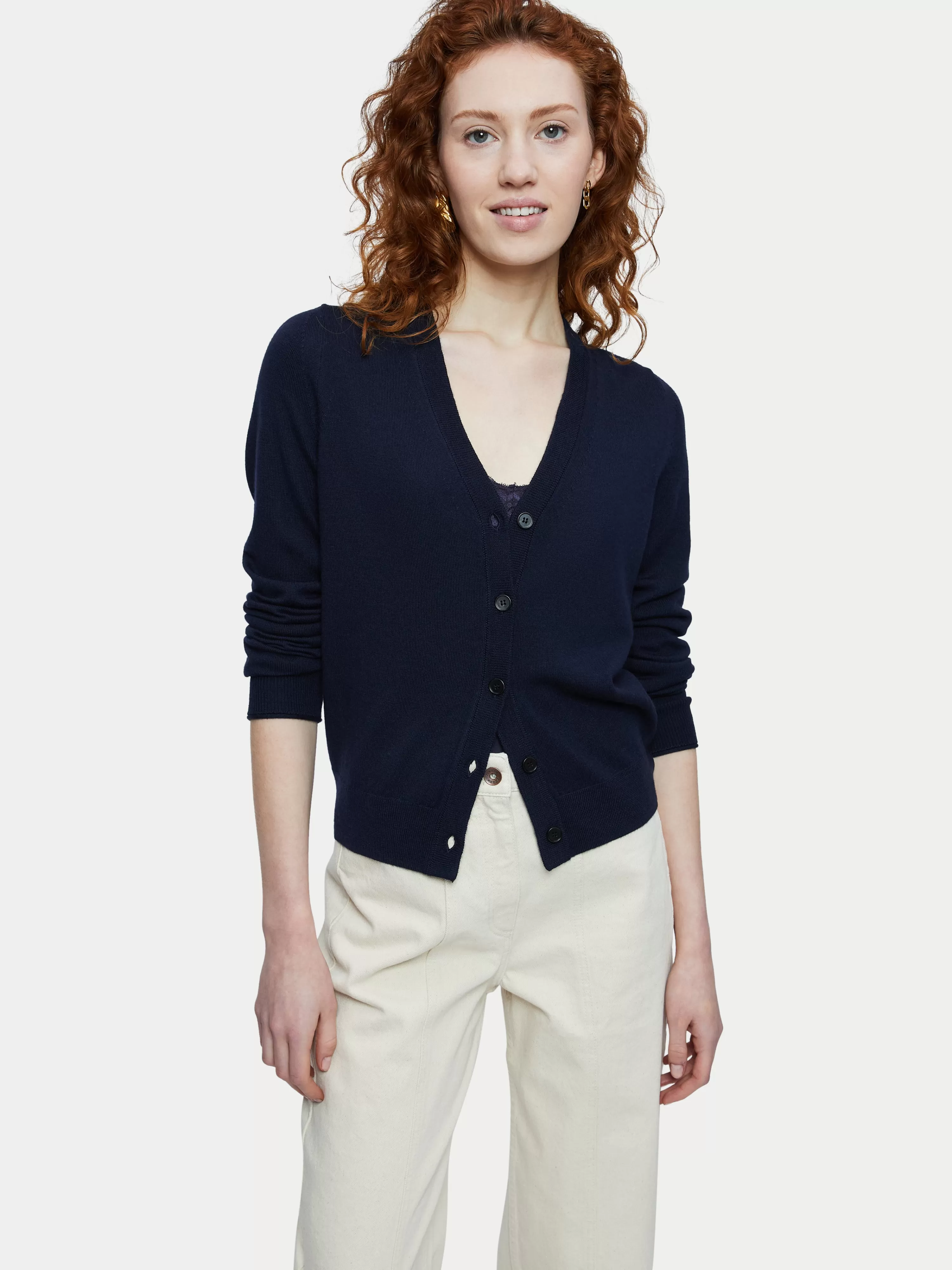 Jigsaw Merino V Neck Cardigan-Women Knitwear & Cashmere