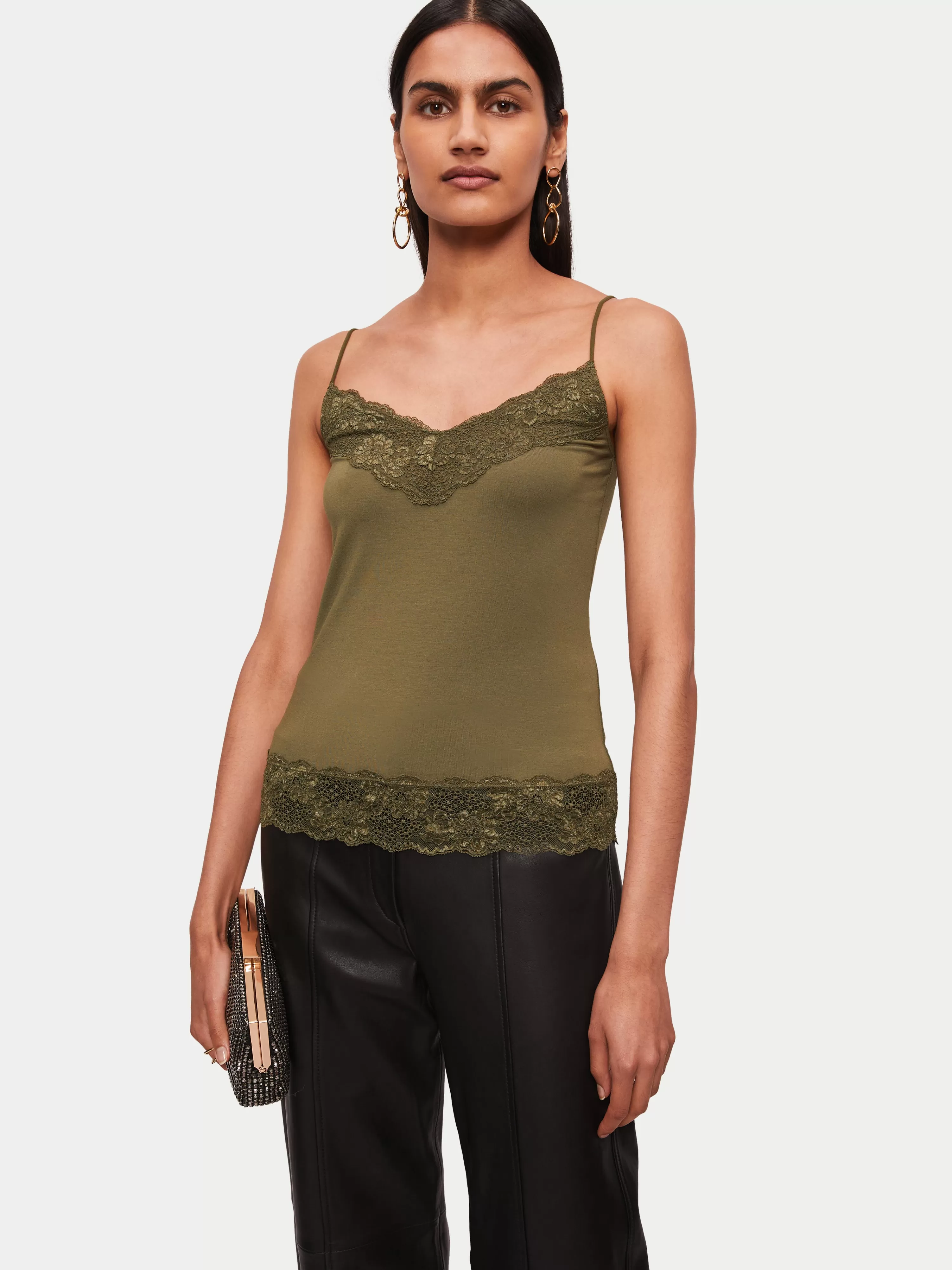 Jigsaw Modal Lace Vest-Women Tops