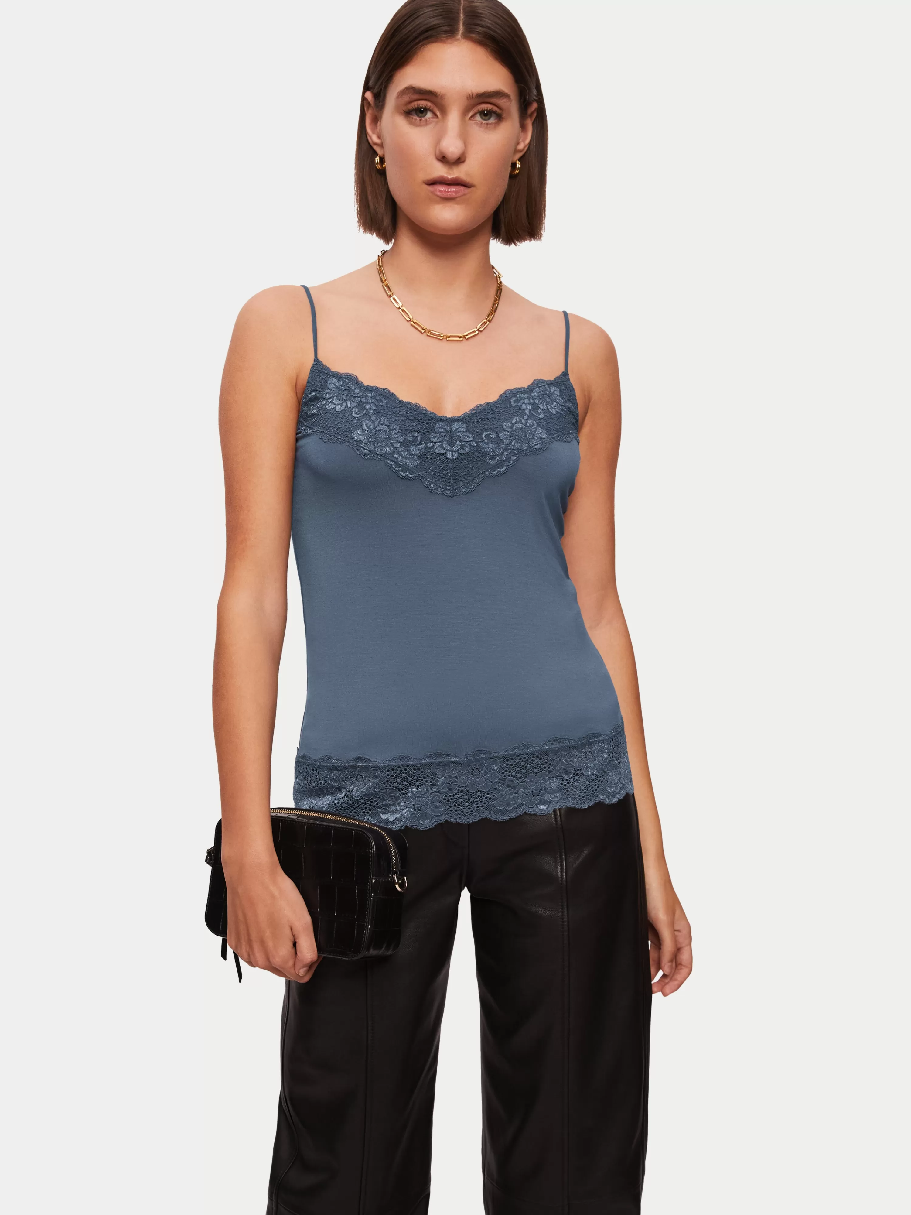 Jigsaw Modal Lace Vest-Women Tops