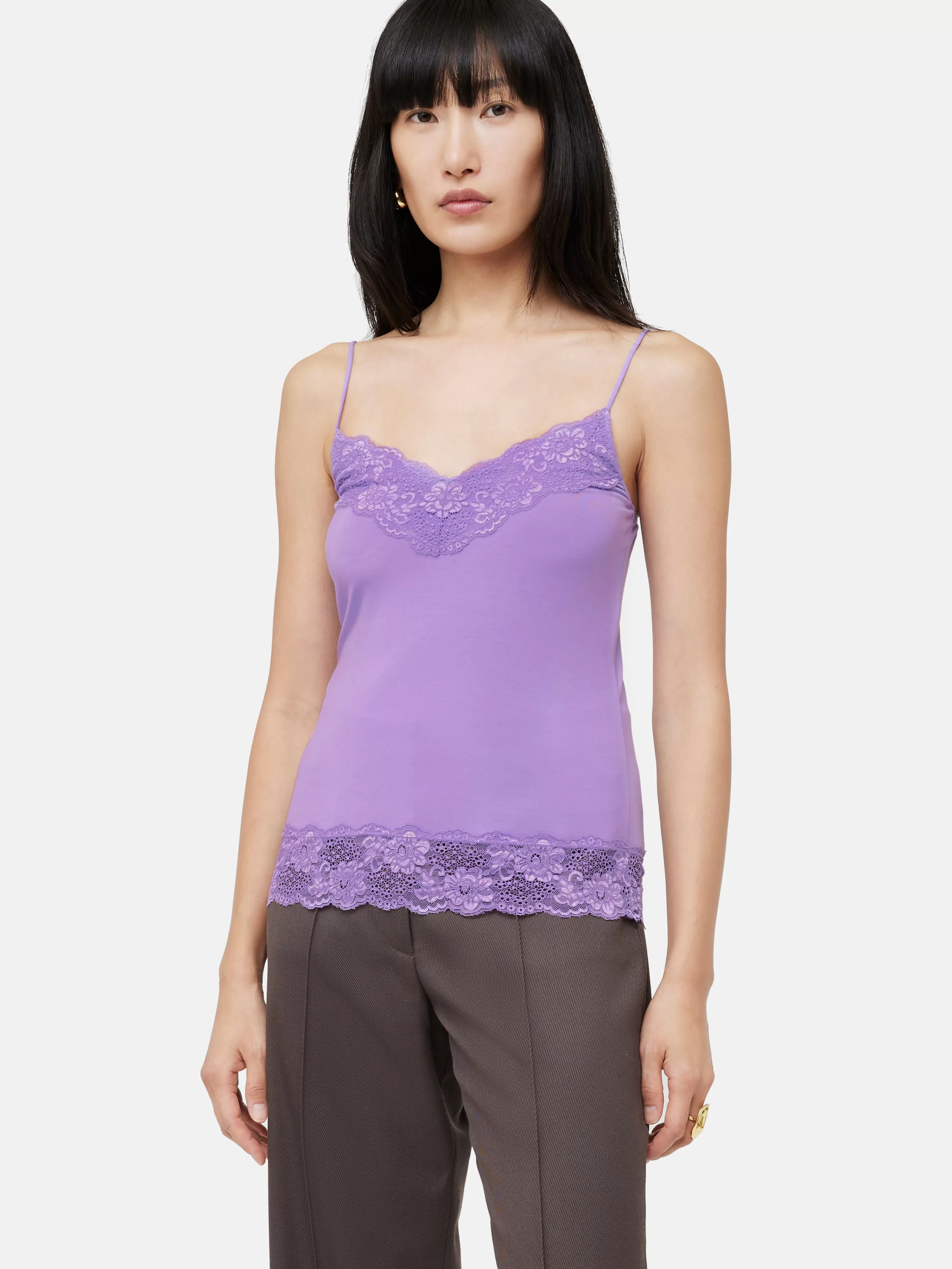 Jigsaw Modal Lace Vest-Women Tops