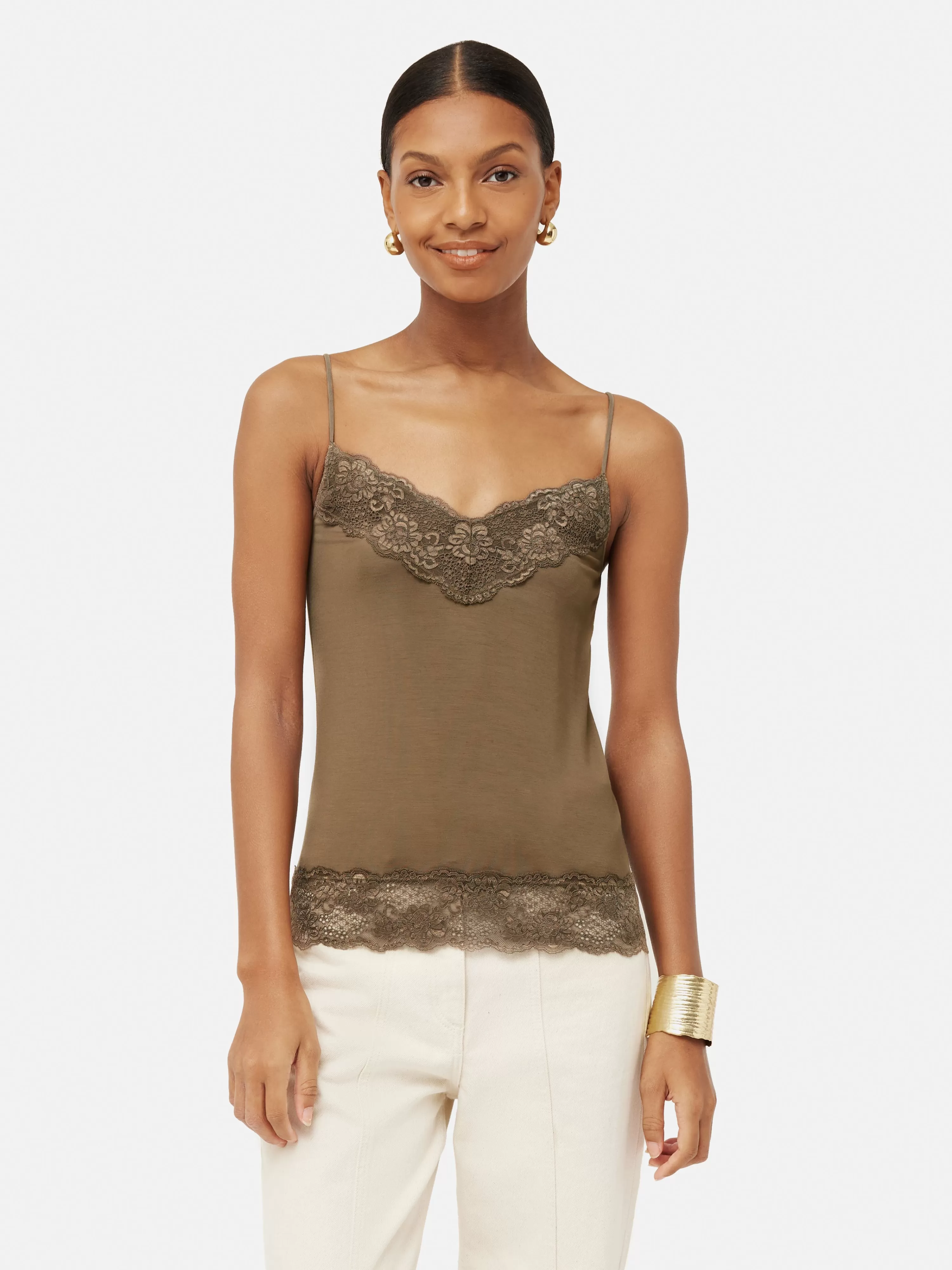 Jigsaw Modal Lace Vest-Women Tops