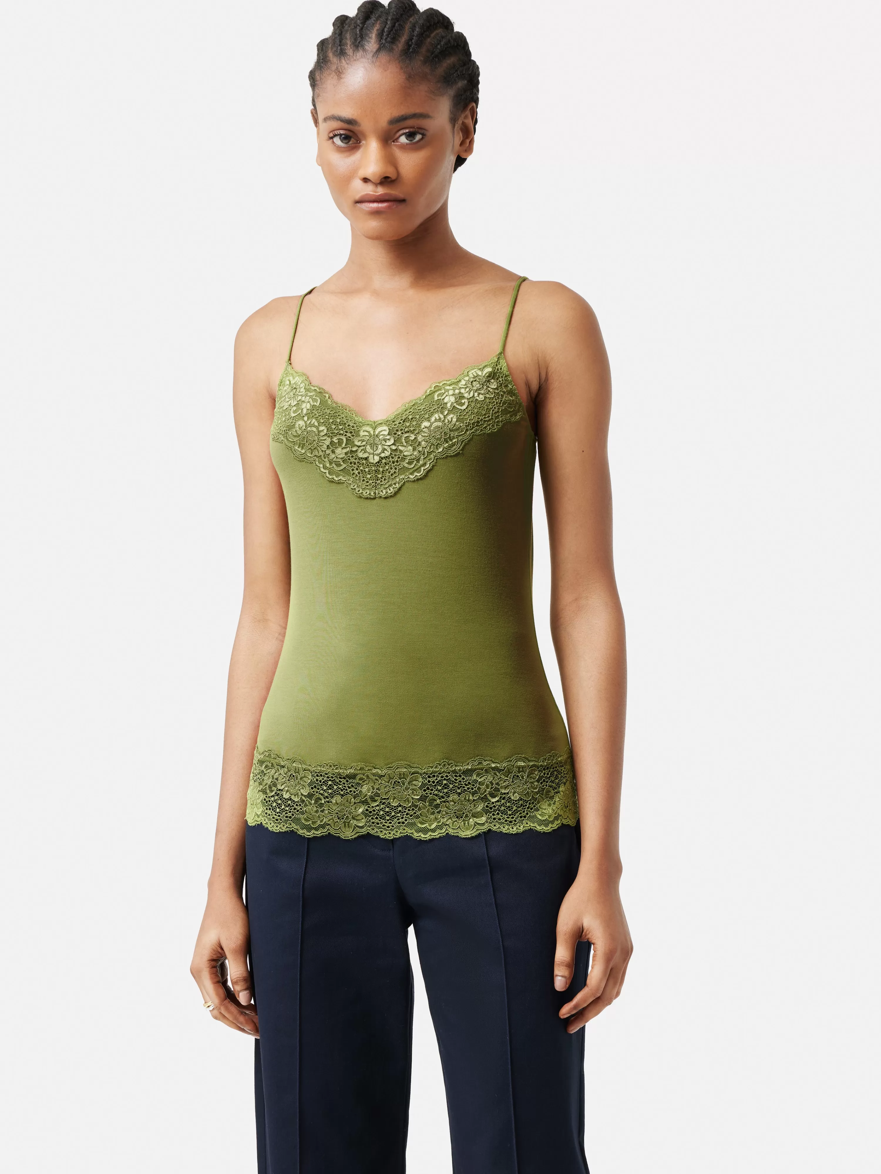 Jigsaw Modal Lace Vest-Women Tops