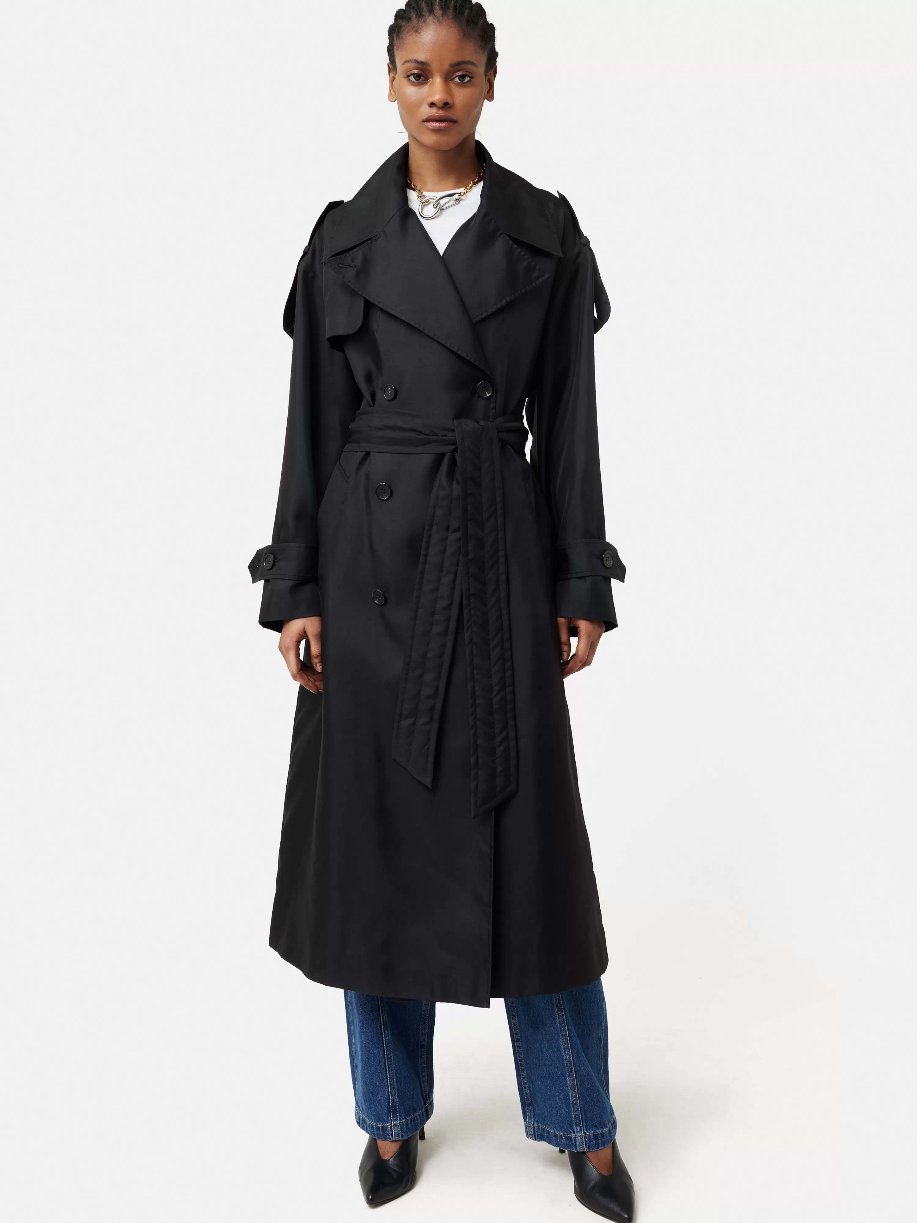 Jigsaw Nelson Silk Trench Coat-Women Coats & Jackets