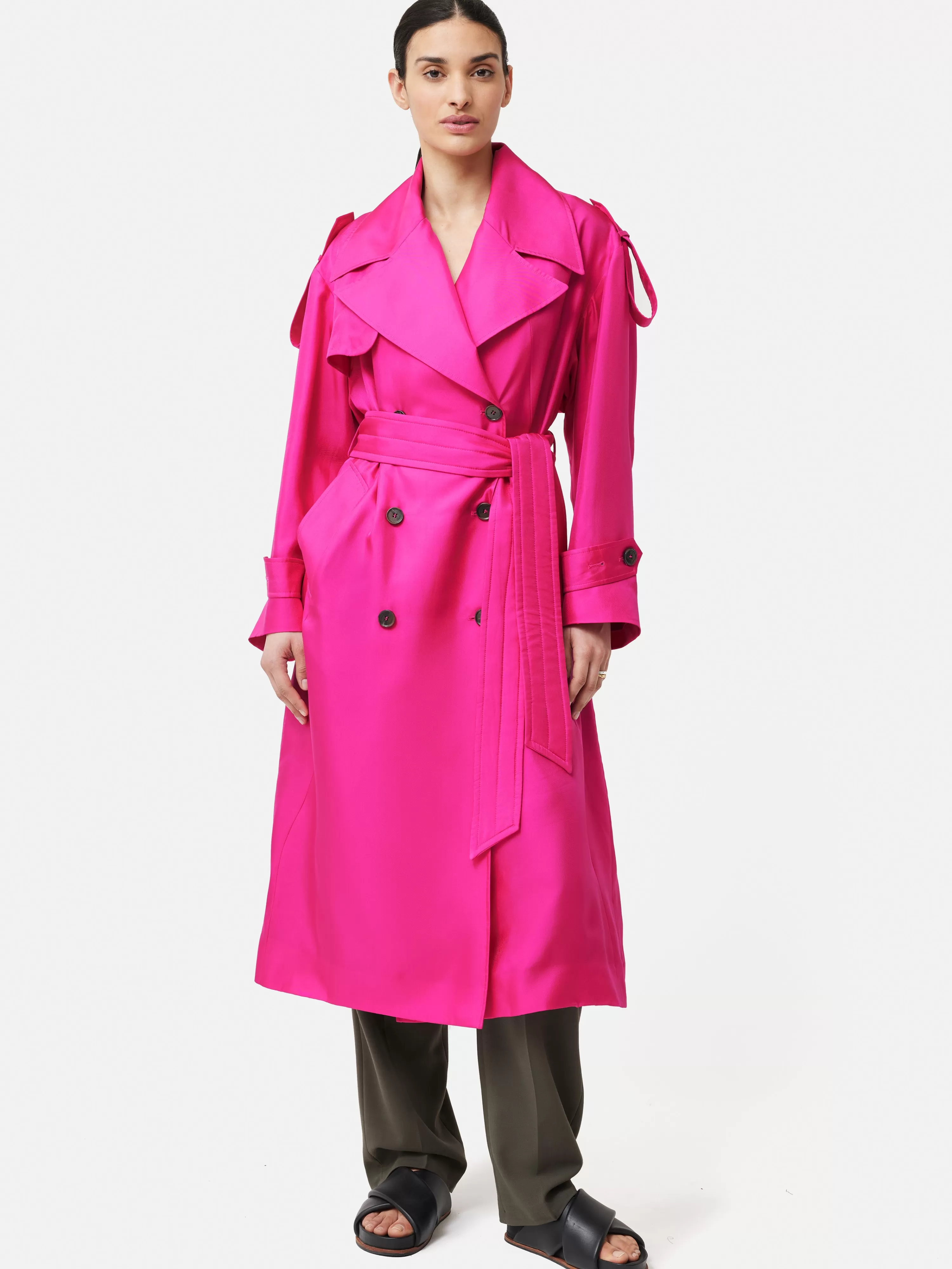 Jigsaw Nelson Silk Trench Coat-Women Coats & Jackets