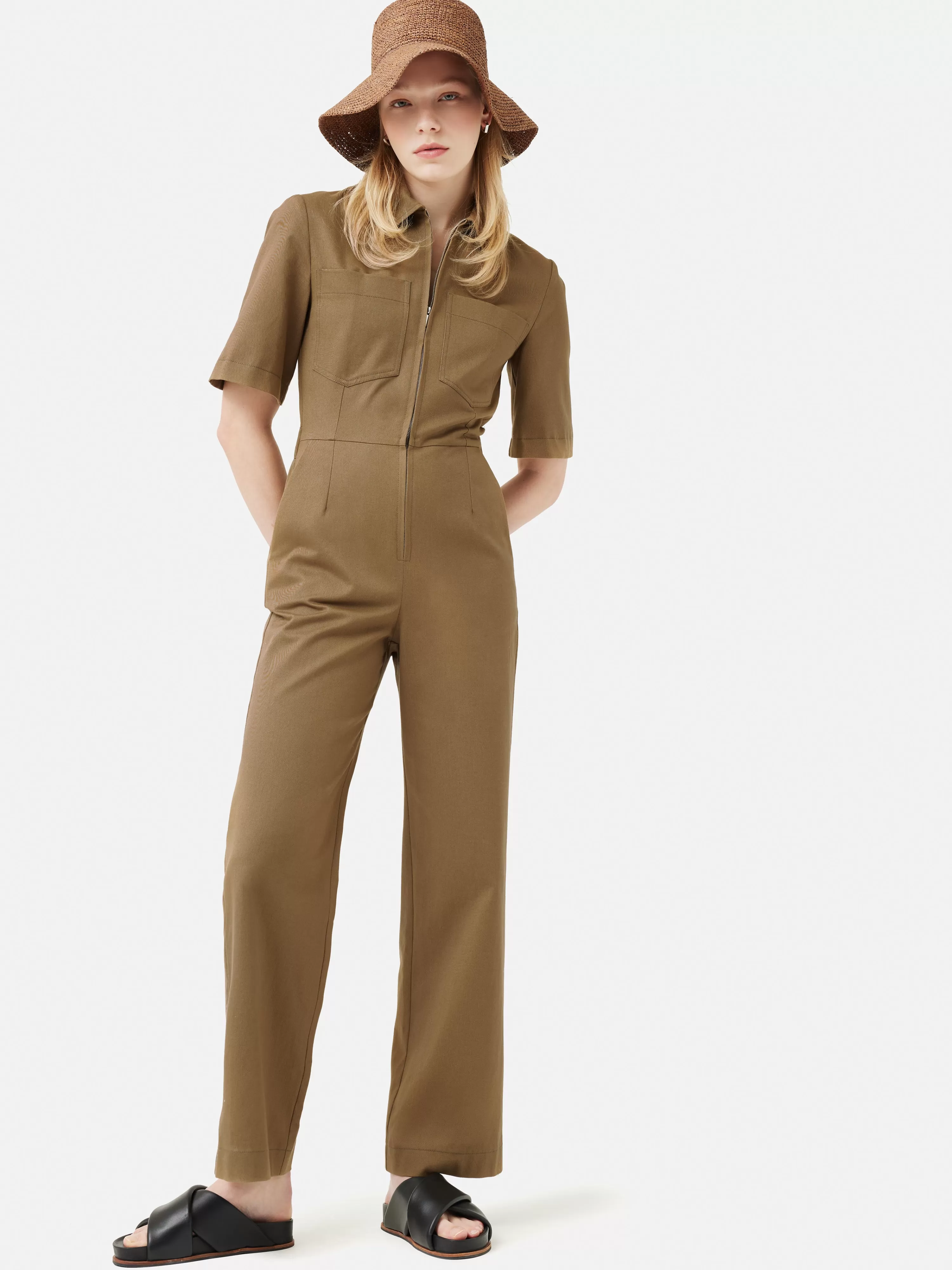 Jigsaw Organic Cotton Twill Jumpsuit-Women Dresses & Jumpsuits