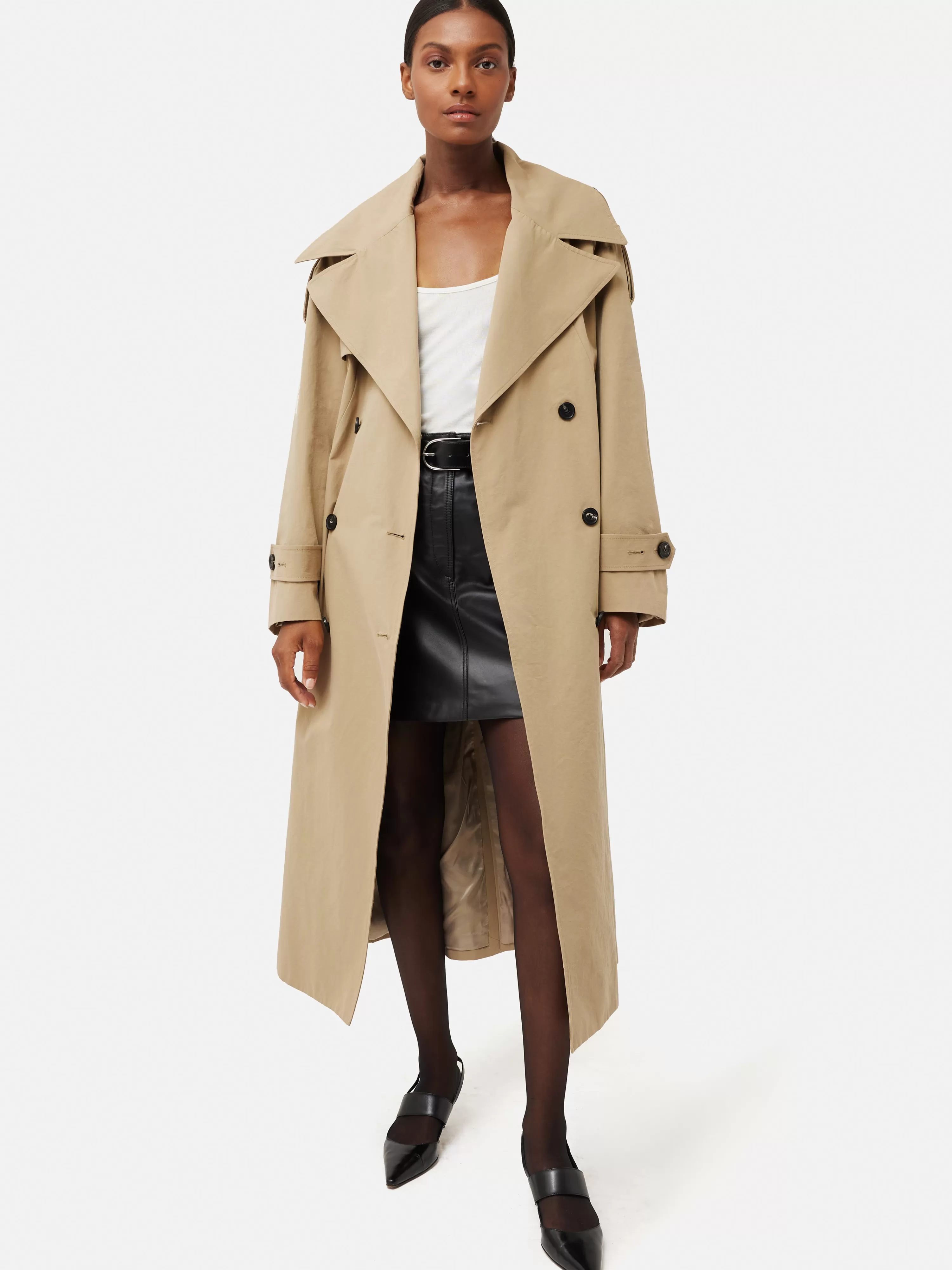 Jigsaw Oversized Cotton Trench Coat-Women Coats & Jackets