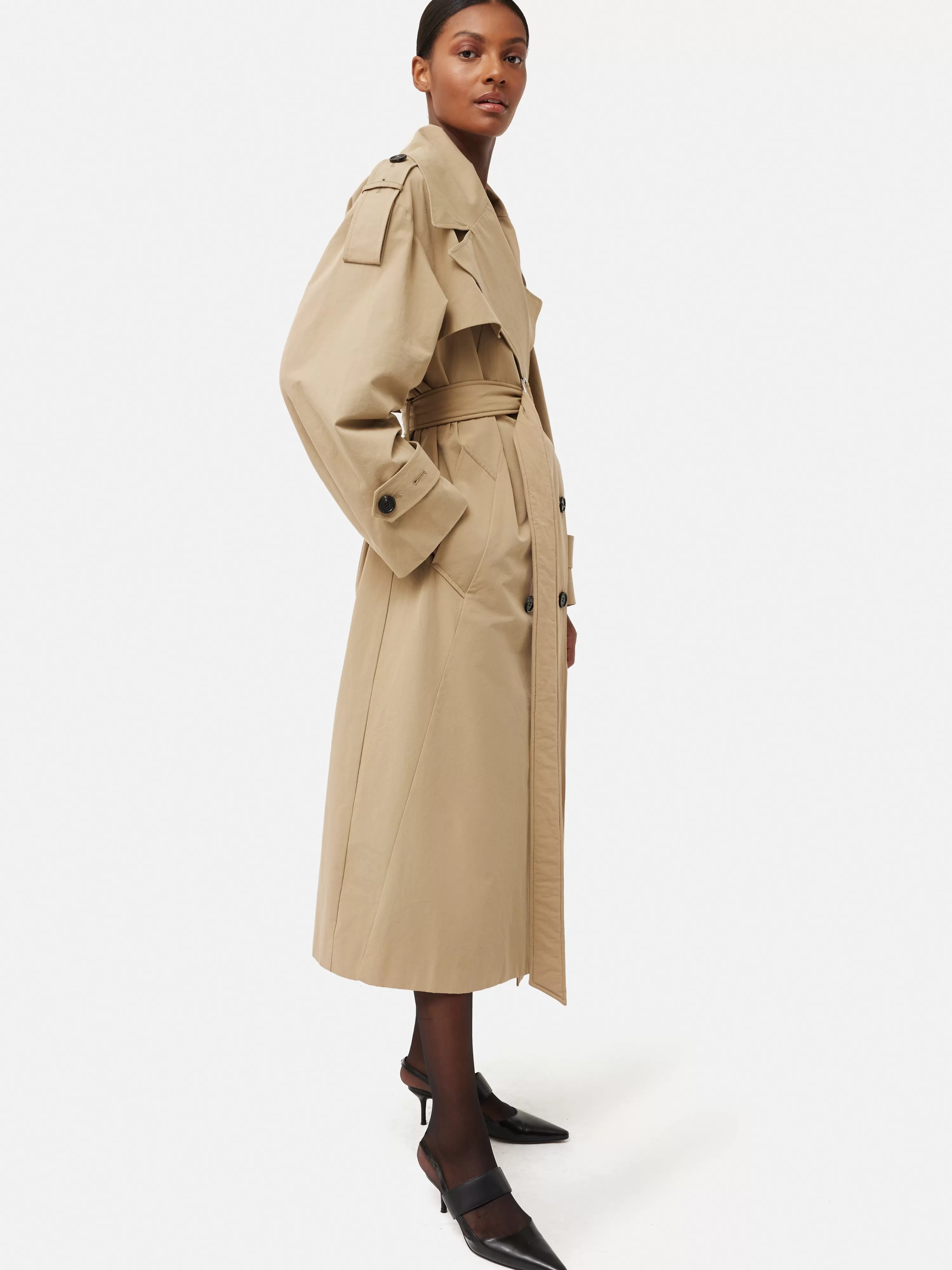 Jigsaw Oversized Cotton Trench Coat-Women Coats & Jackets