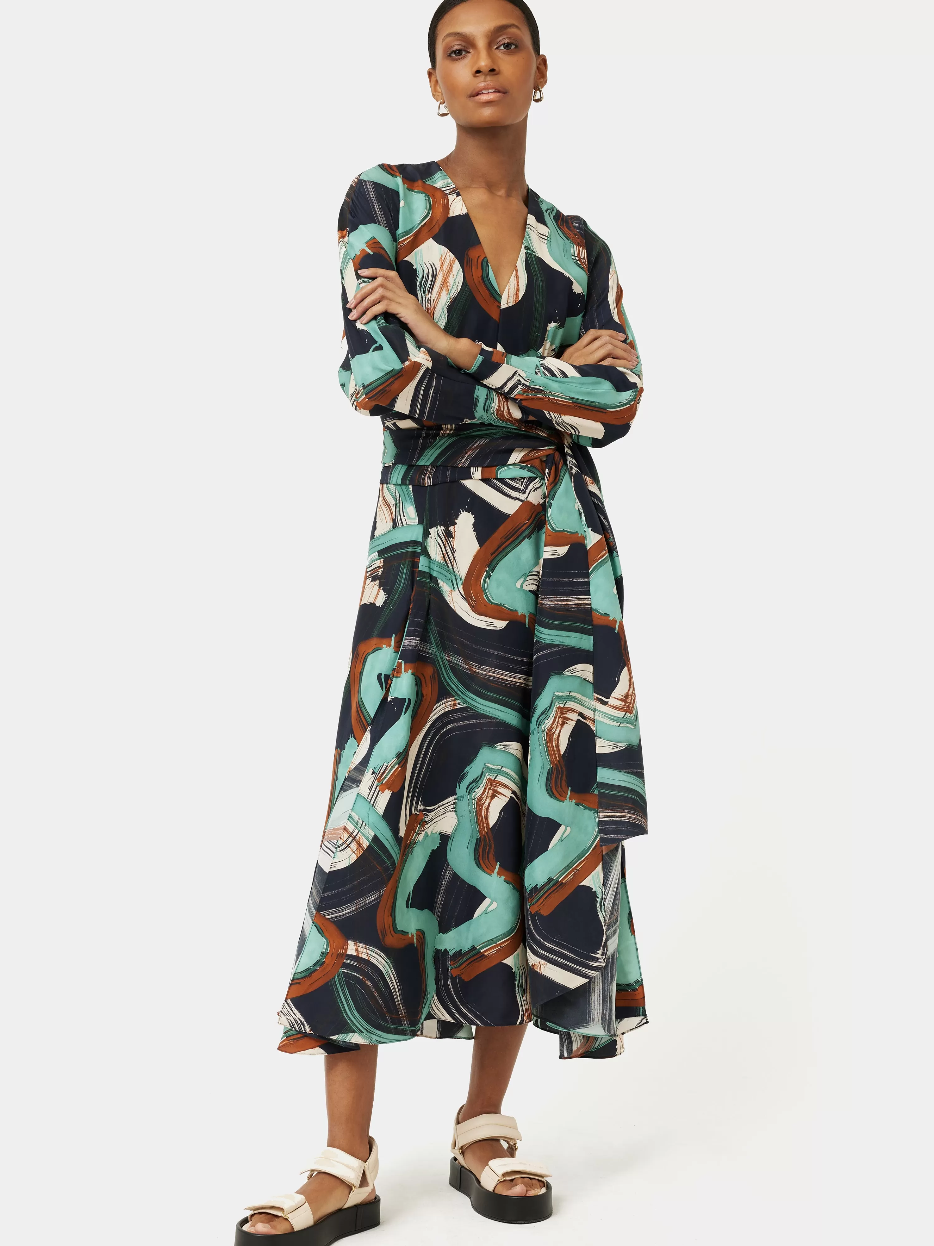 Jigsaw Painted Abstract Silk Dress-Women Dresses & Jumpsuits