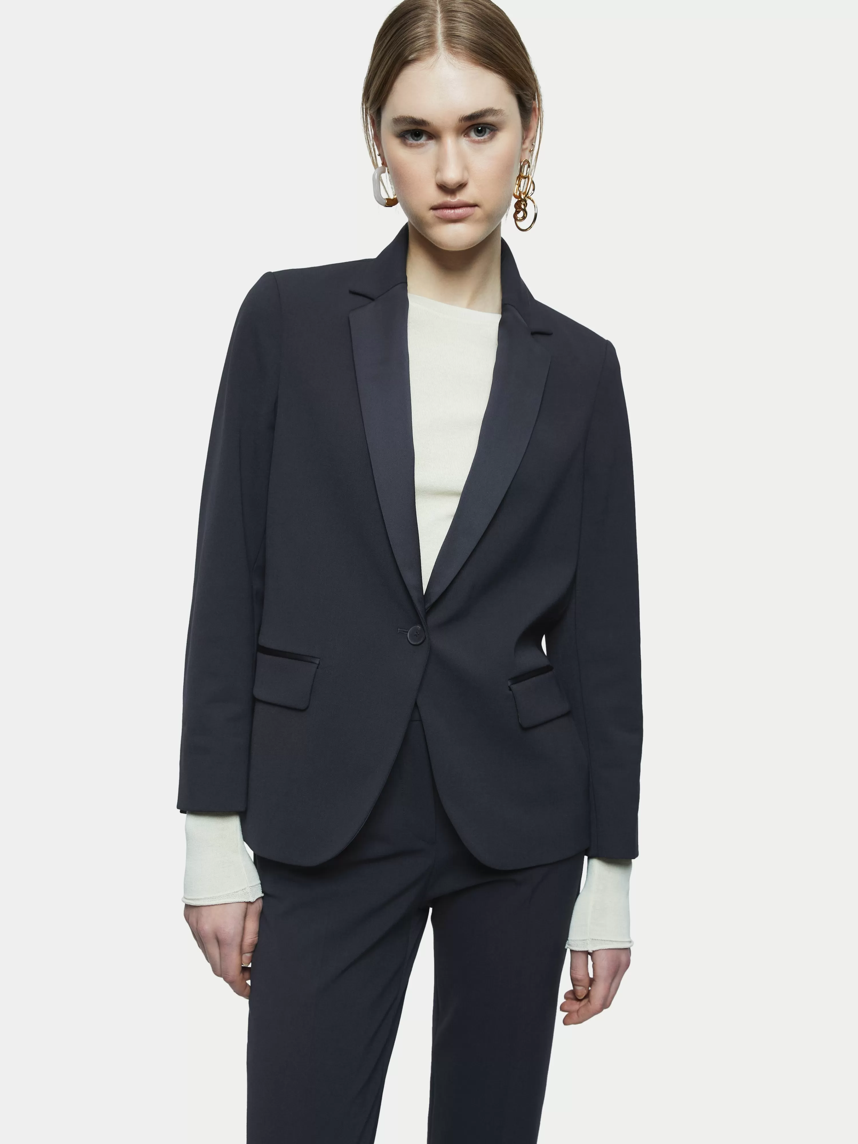 Jigsaw Paris Brook Satin Lapel Shortline Blazer-Women Coats & Jackets