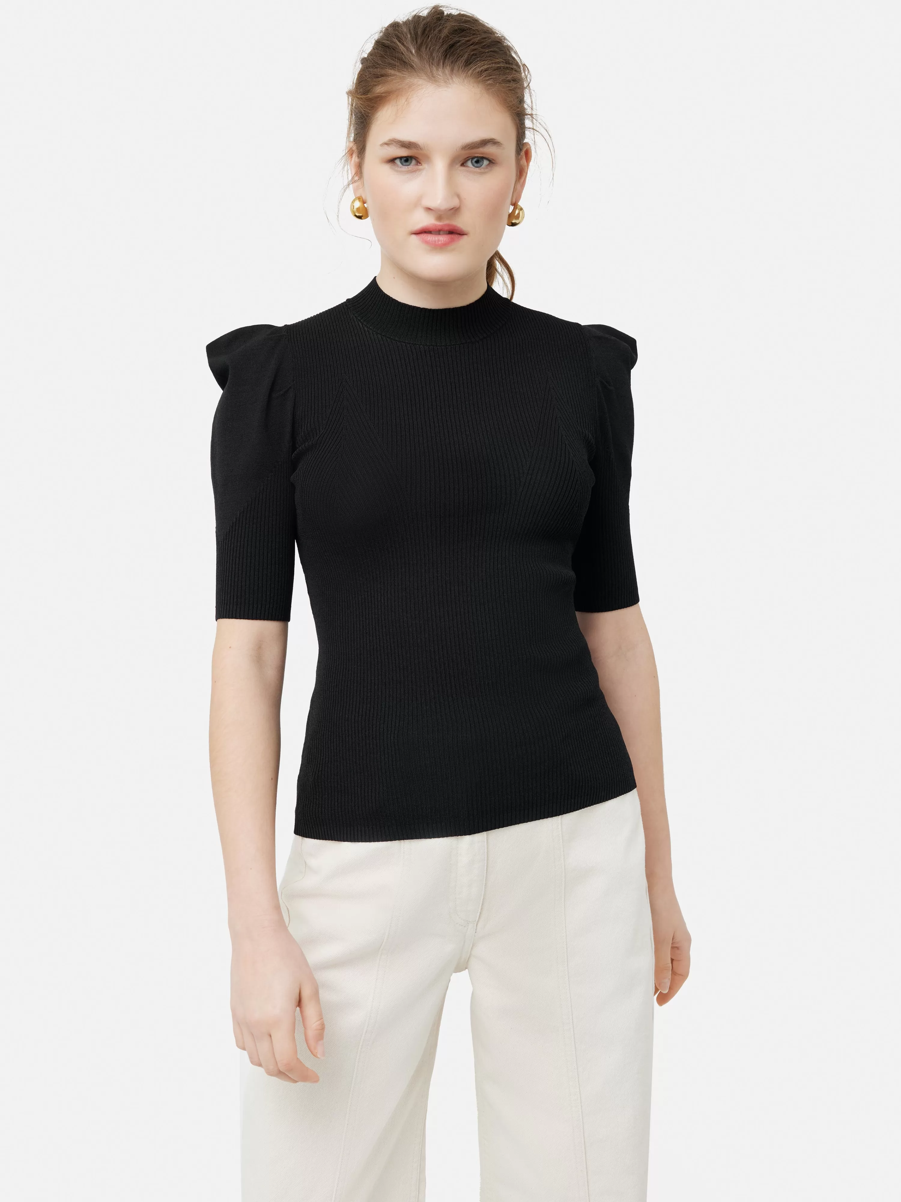 Jigsaw Puff Sleeve Knitted Top-Women Knitwear & Cashmere