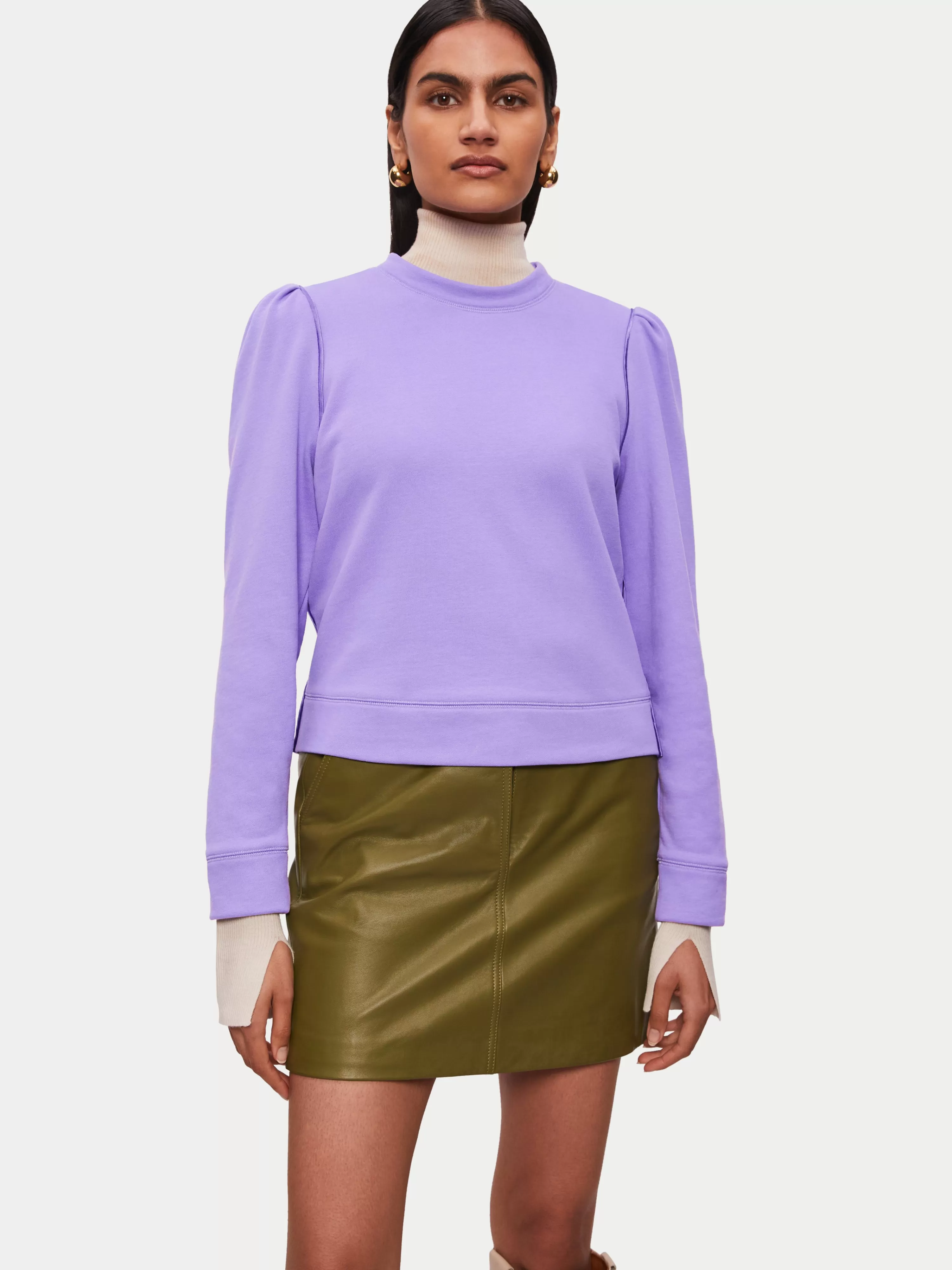 Jigsaw Puff Sleeve Sweatshirt-Women Tops