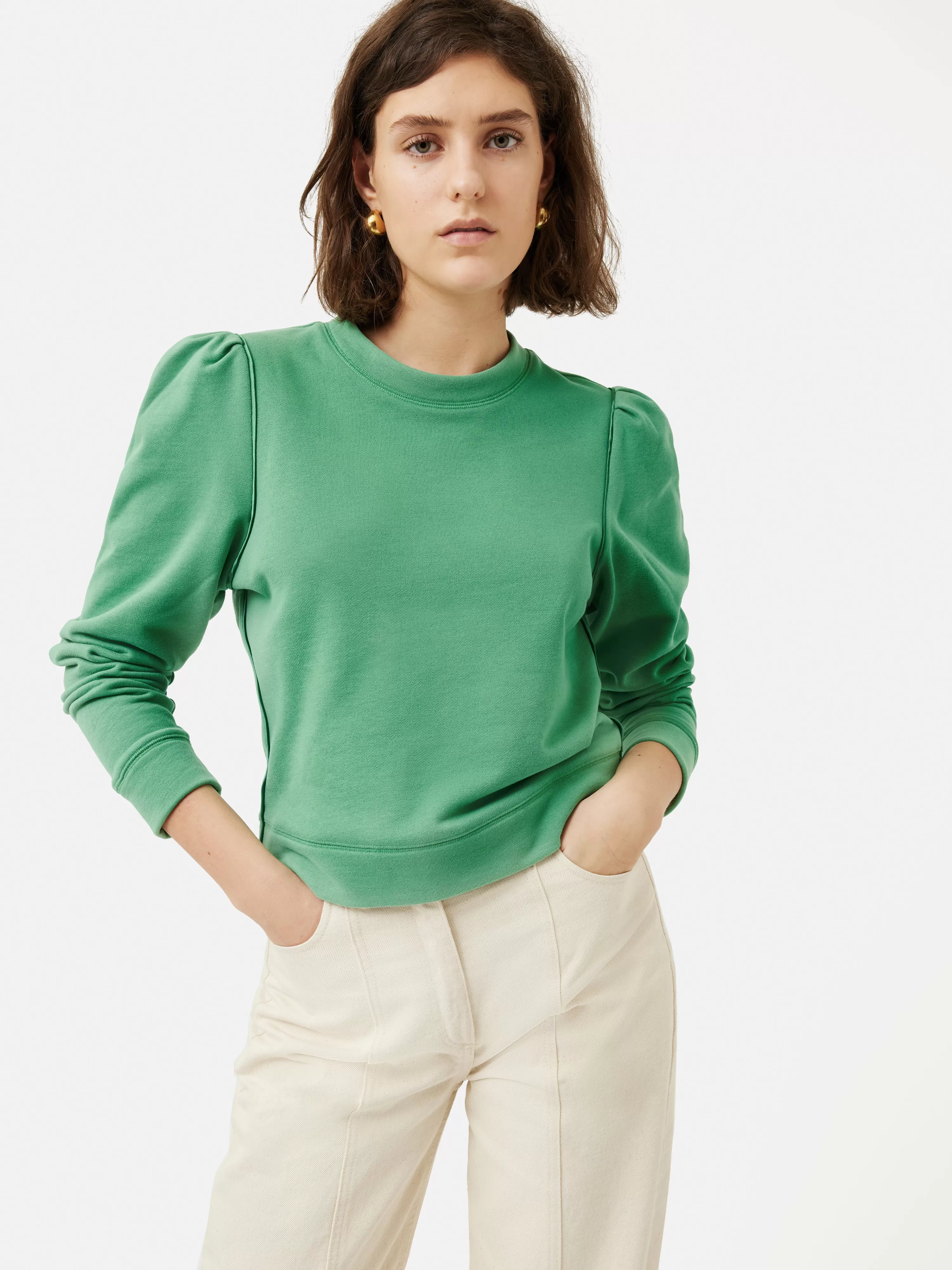 Jigsaw Puff Sleeve Sweatshirt-Women Tops