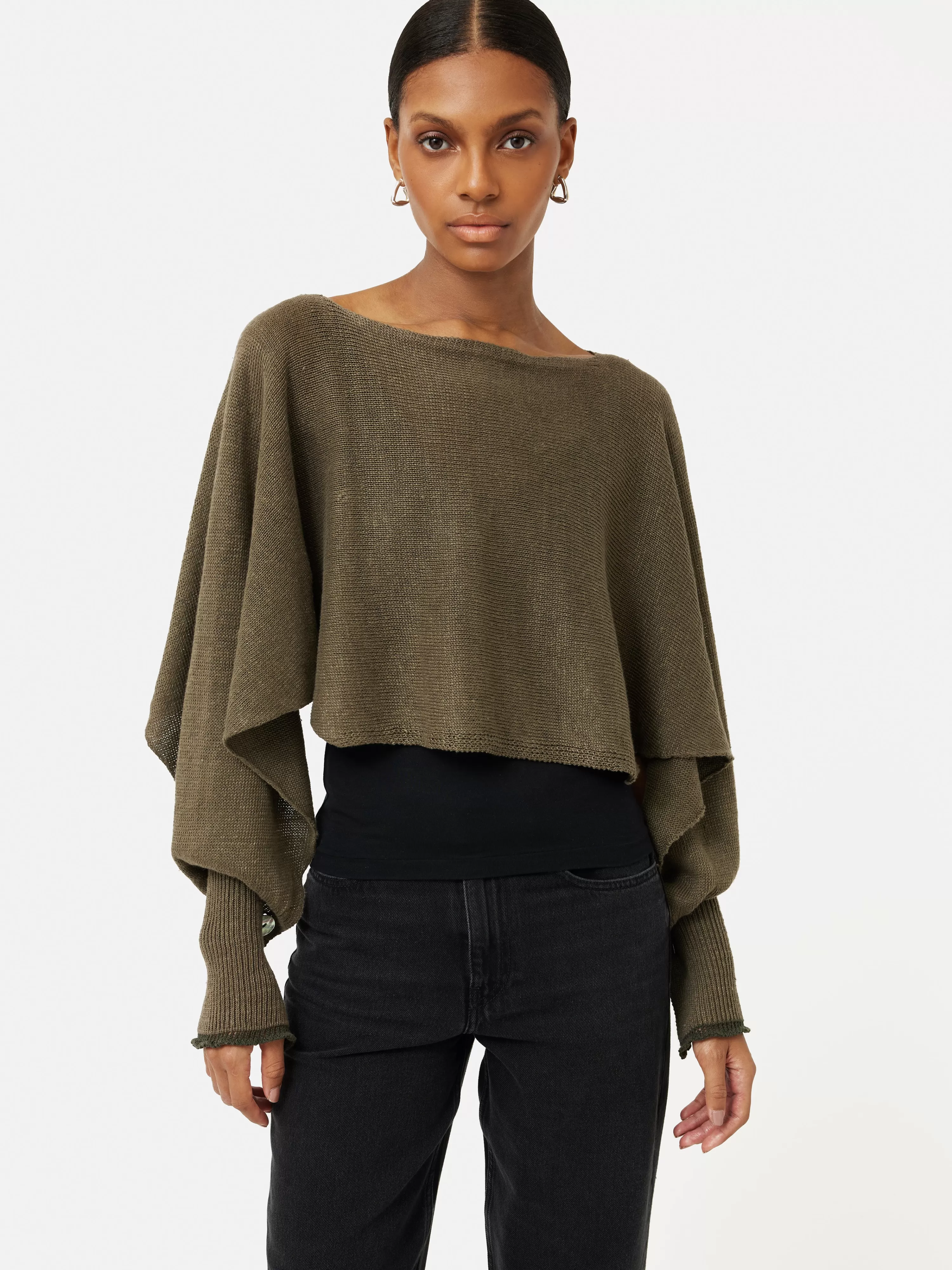 Jigsaw Pure Linen Poncho Sweater-Women Knitwear & Cashmere