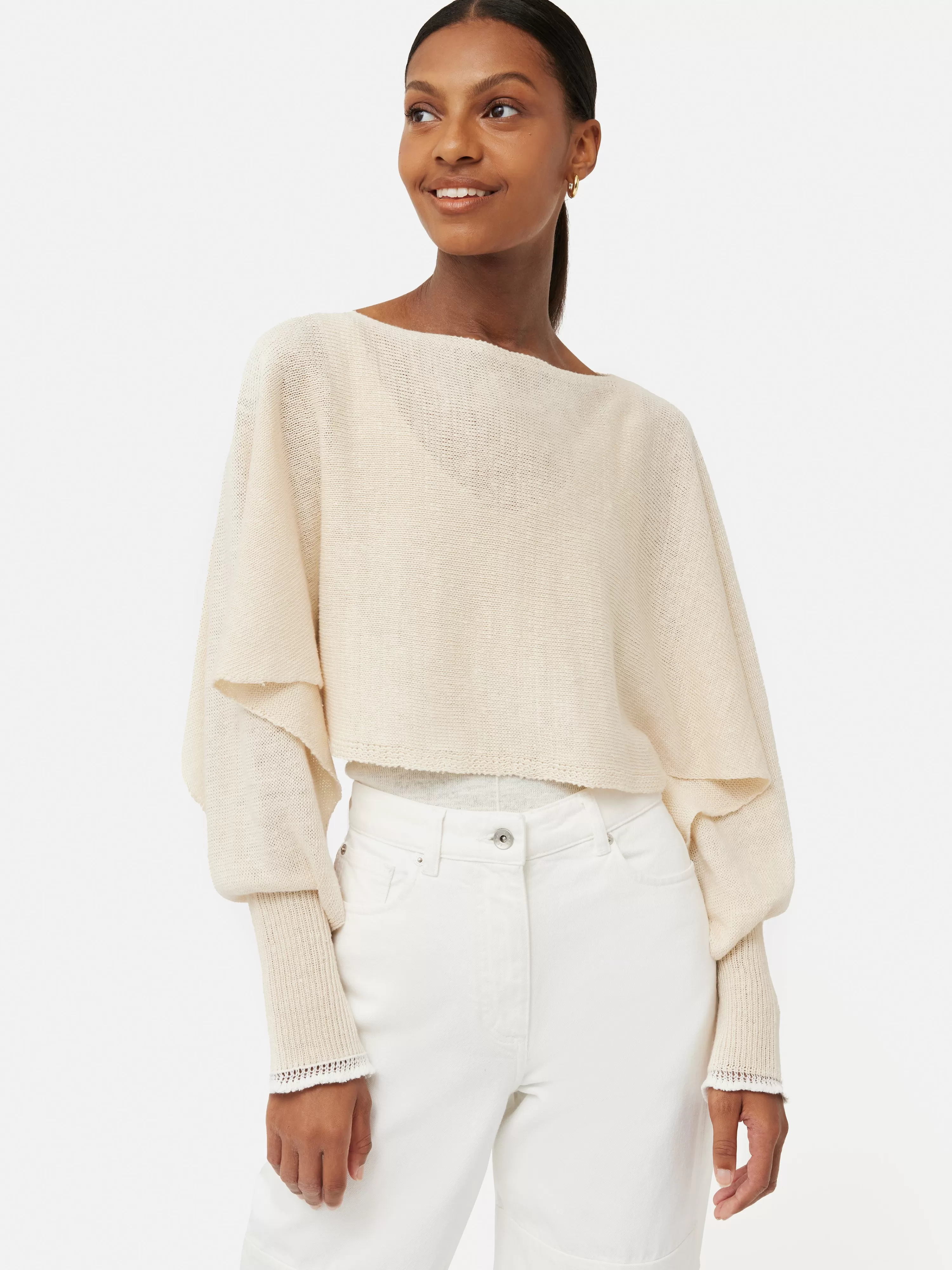 Jigsaw Pure Linen Poncho Sweater-Women Knitwear & Cashmere