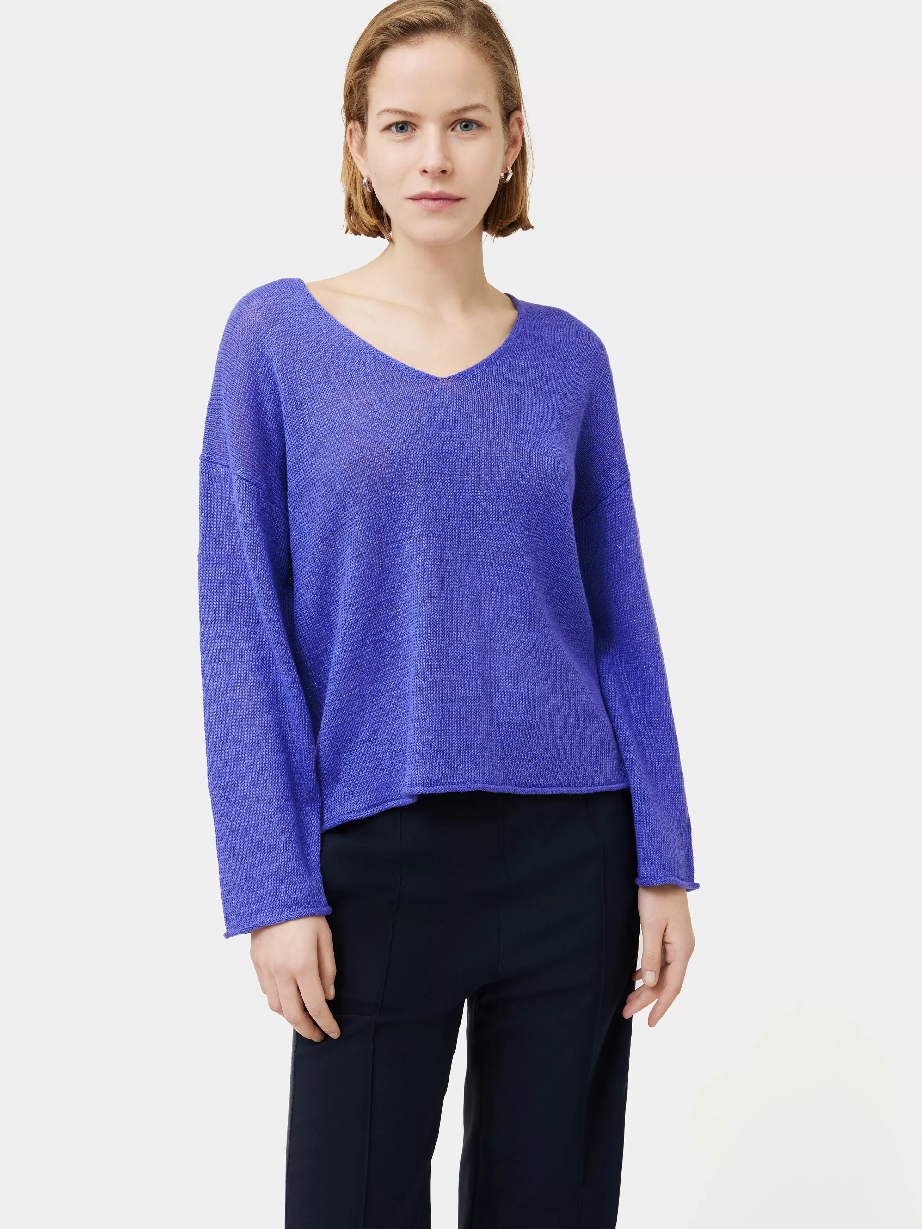 Jigsaw Pure Linen Slouchy V Neck Jumper-Women Knitwear & Cashmere