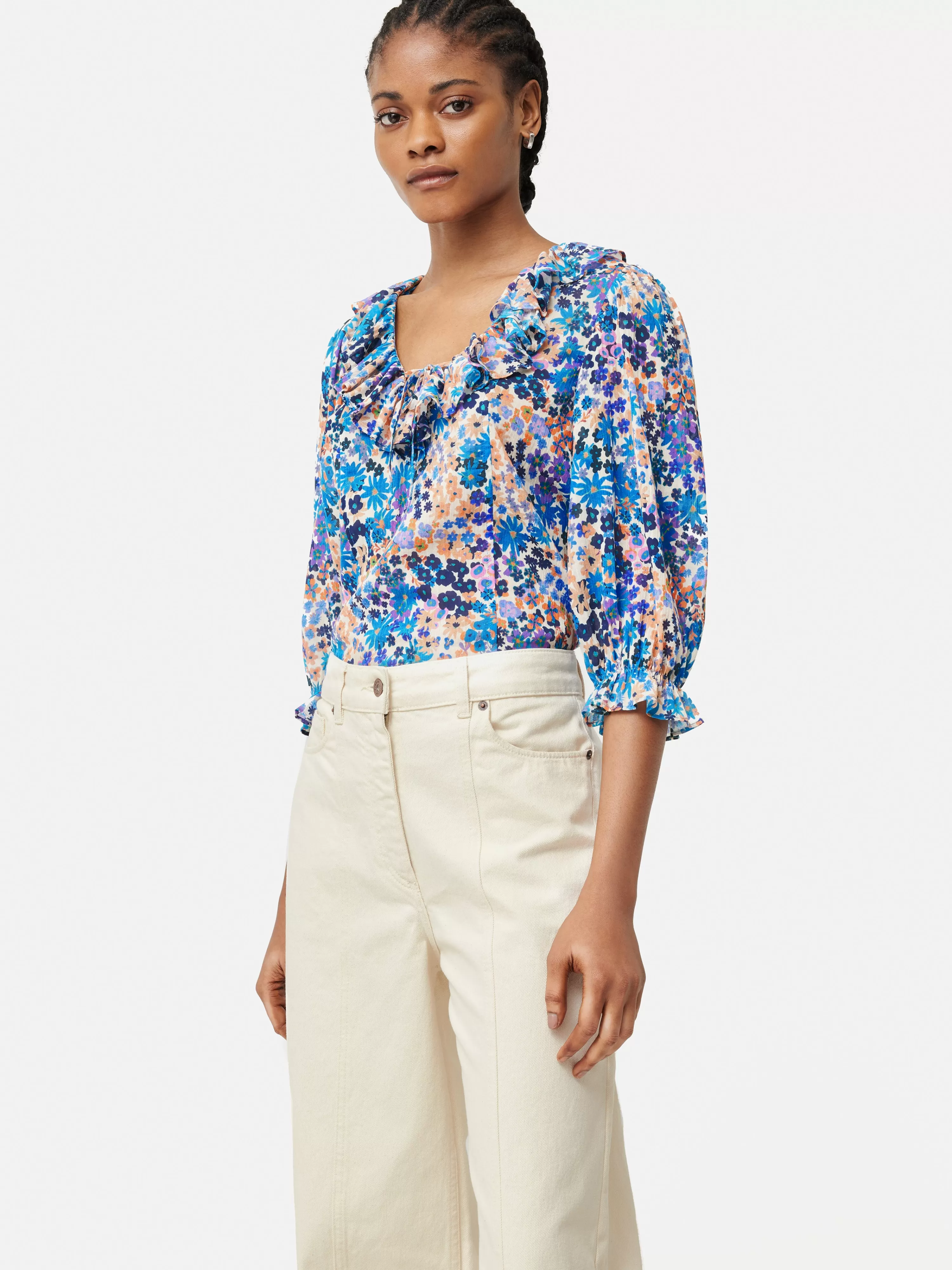 Jigsaw Rave Floral Cotton Crinkle Top-Women Shirts & Blouses