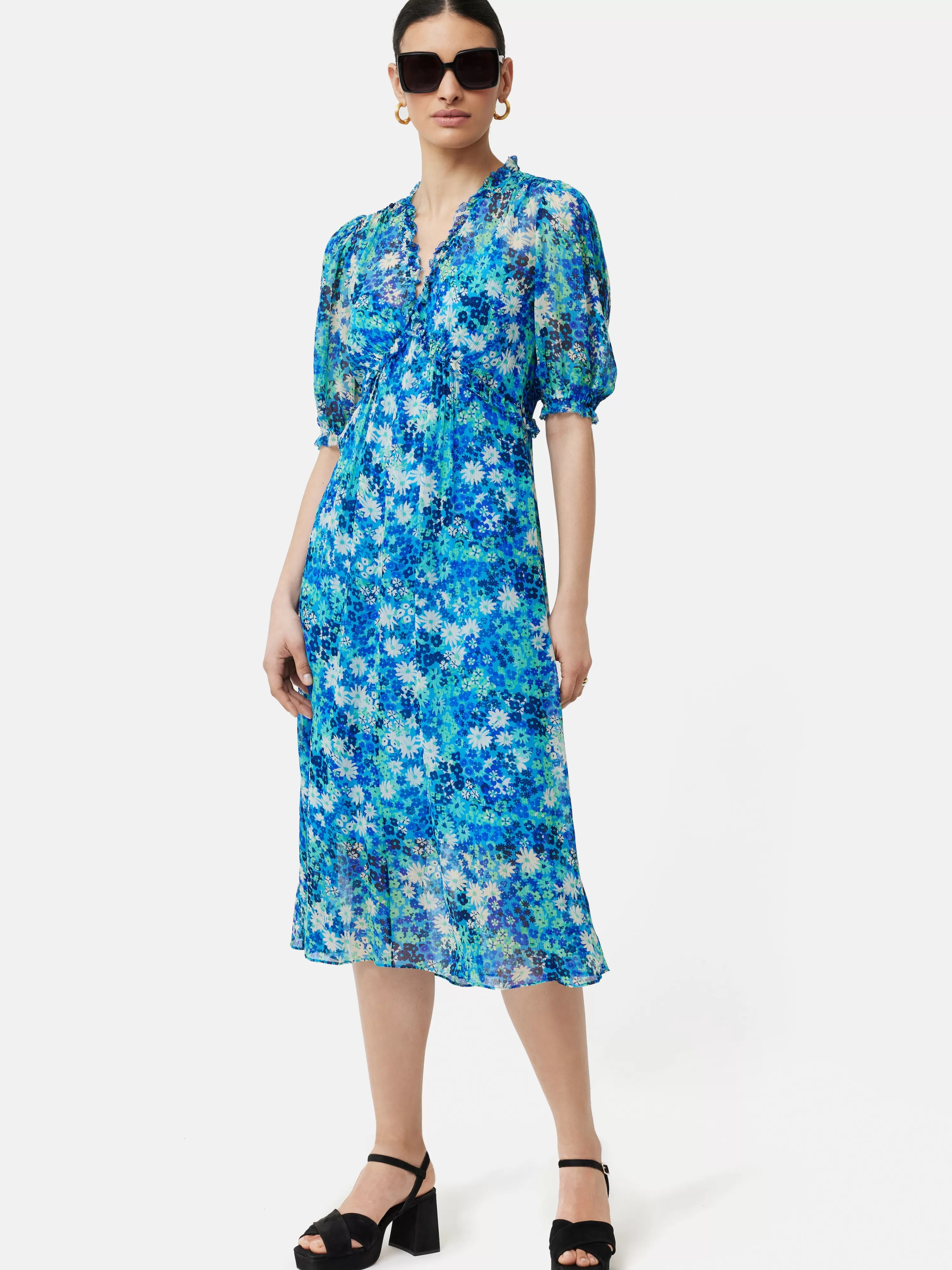 Jigsaw Rave Floral Crinkle Dress-Women Dresses & Jumpsuits