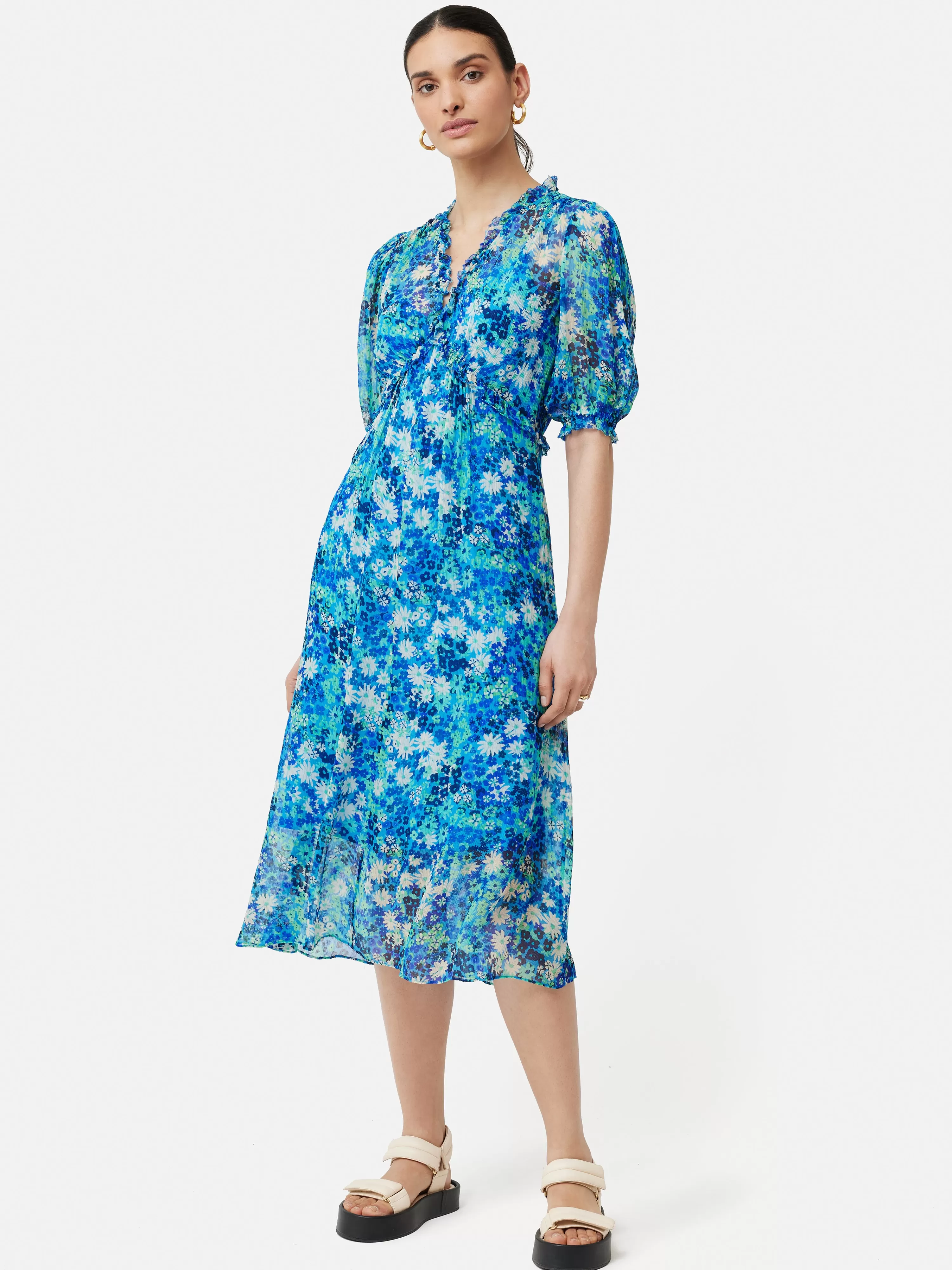 Jigsaw Rave Floral Crinkle Dress-Women Dresses & Jumpsuits