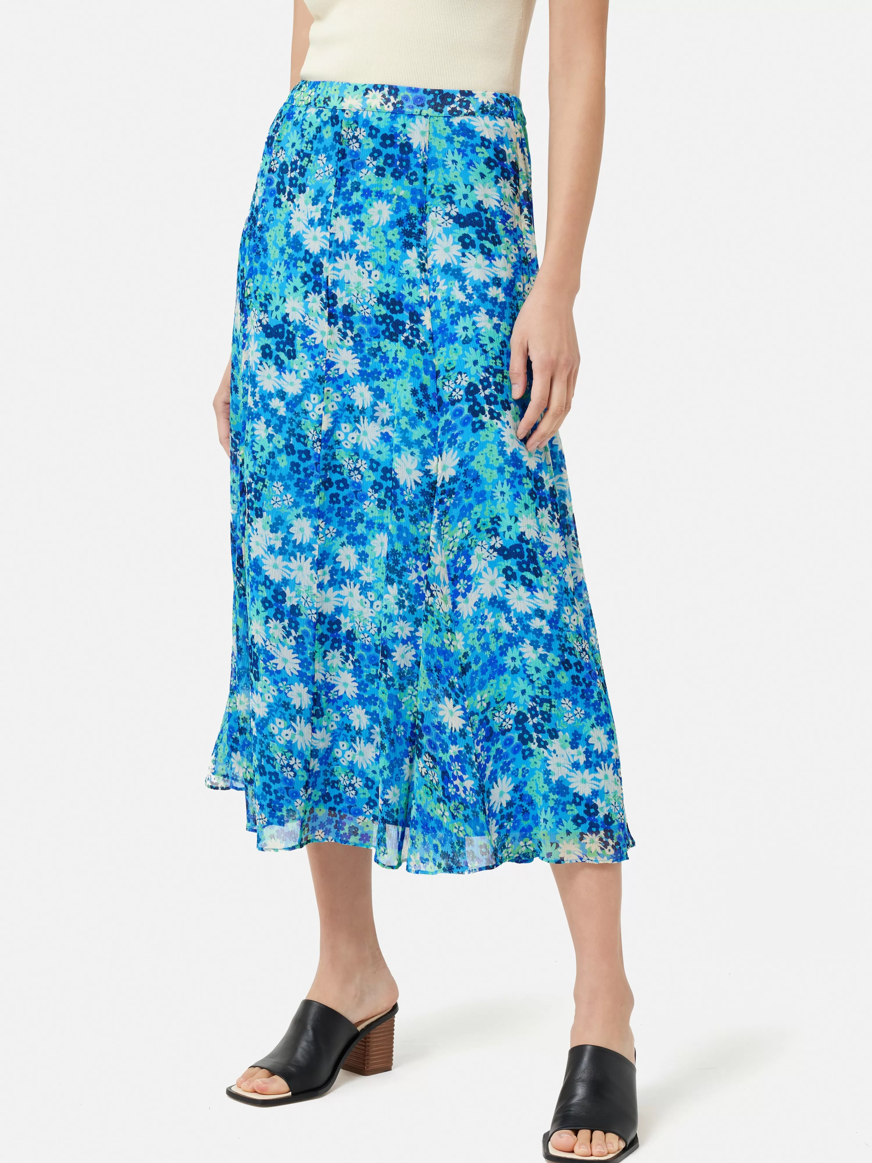 Jigsaw Rave Floral Crinkle Skirt-Women Skirts