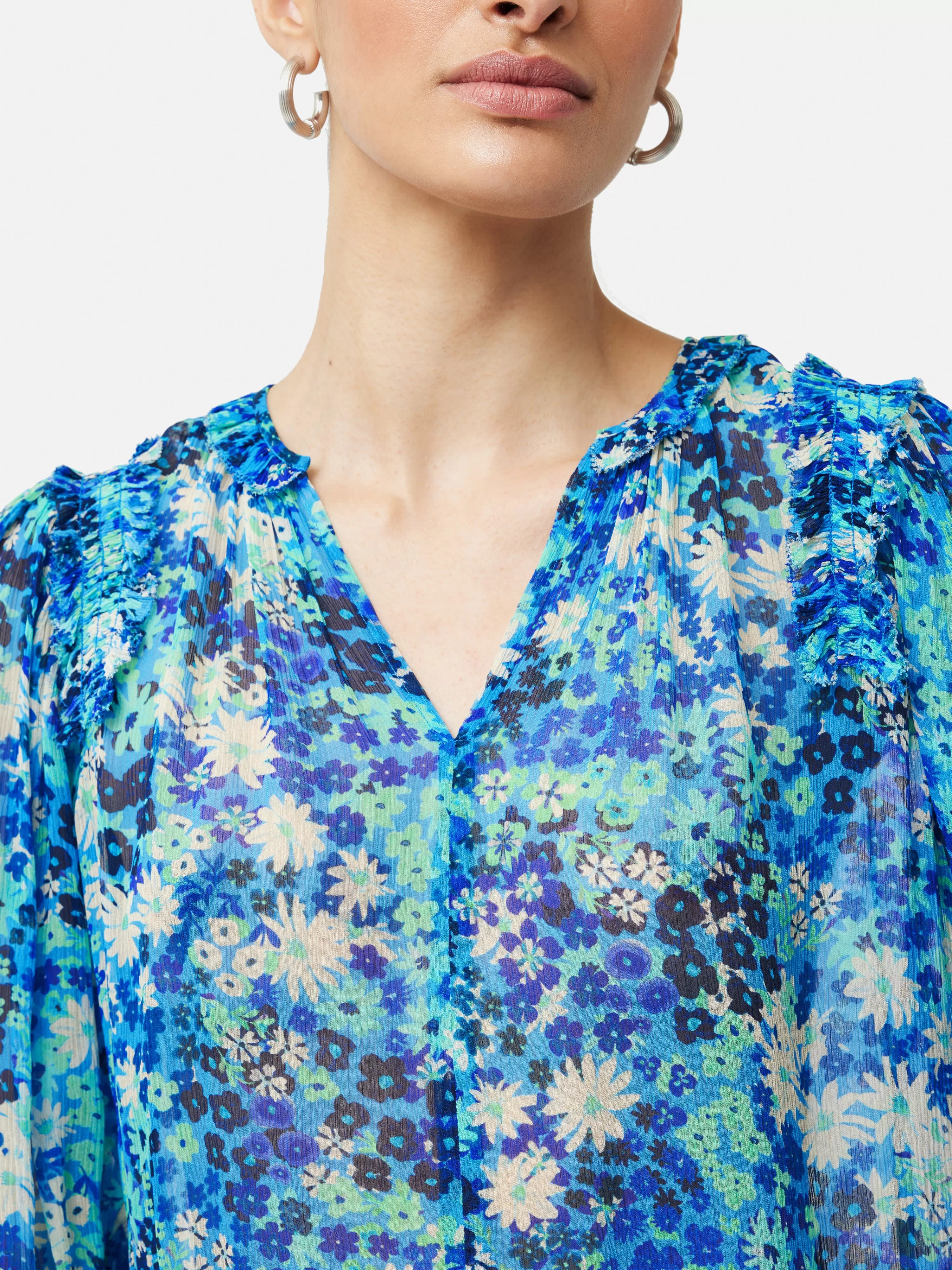 Jigsaw Rave Floral Crinkle Top-Women Shirts & Blouses