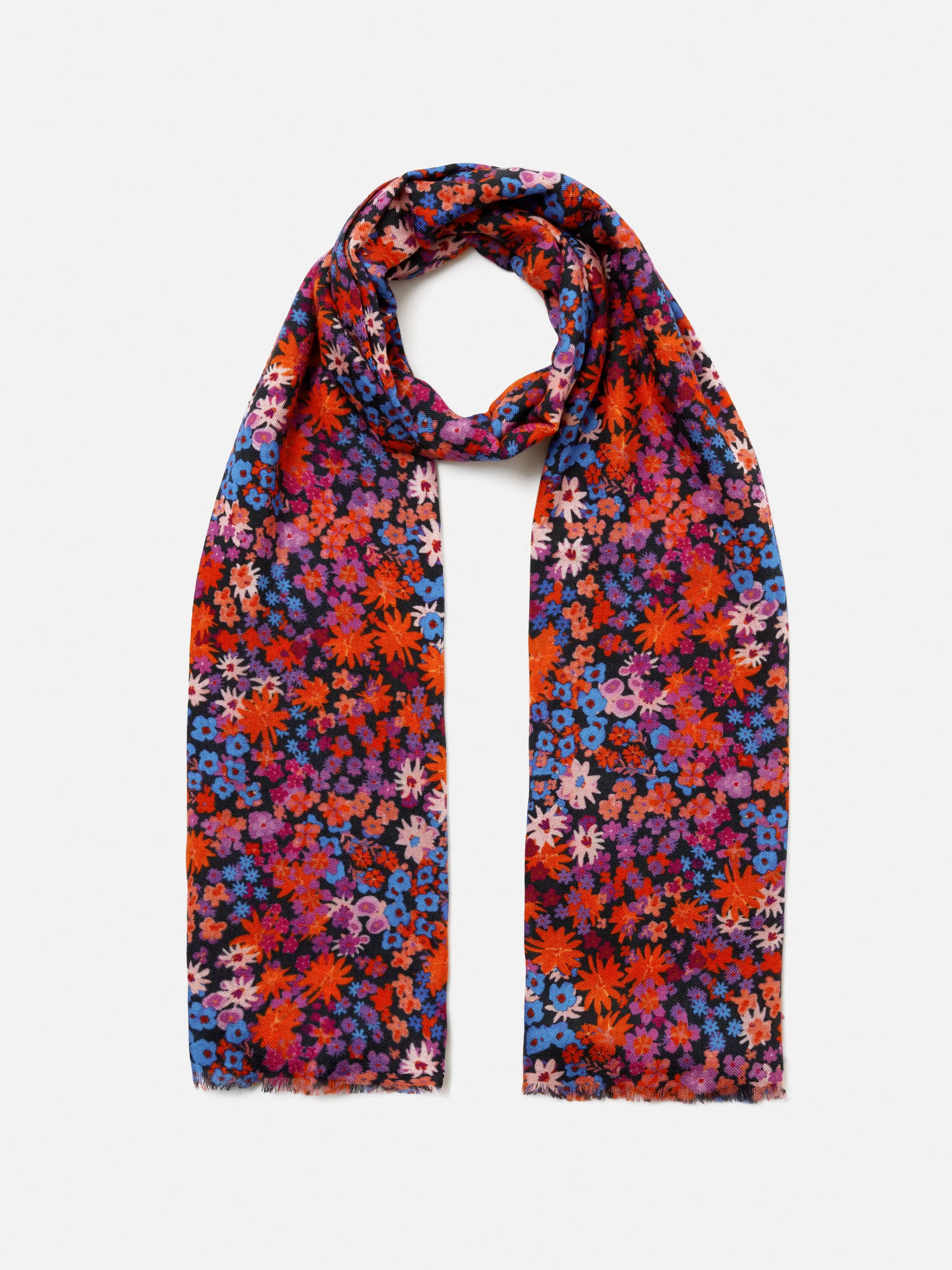 Jigsaw Rave Floral Wool Silk Scarf-Women Ponchos & Scarves