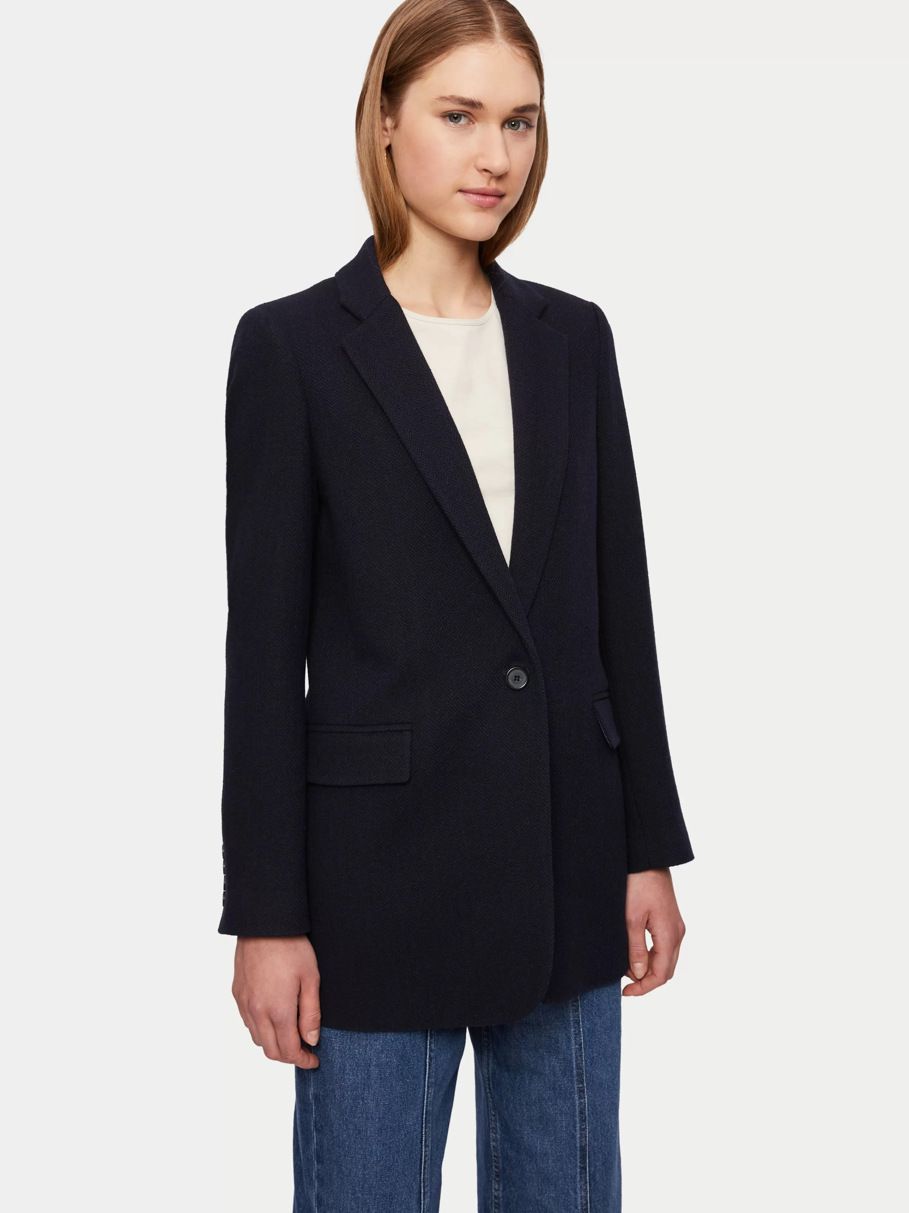 Jigsaw Relaxed Herringbone Blazer-Women Coats & Jackets