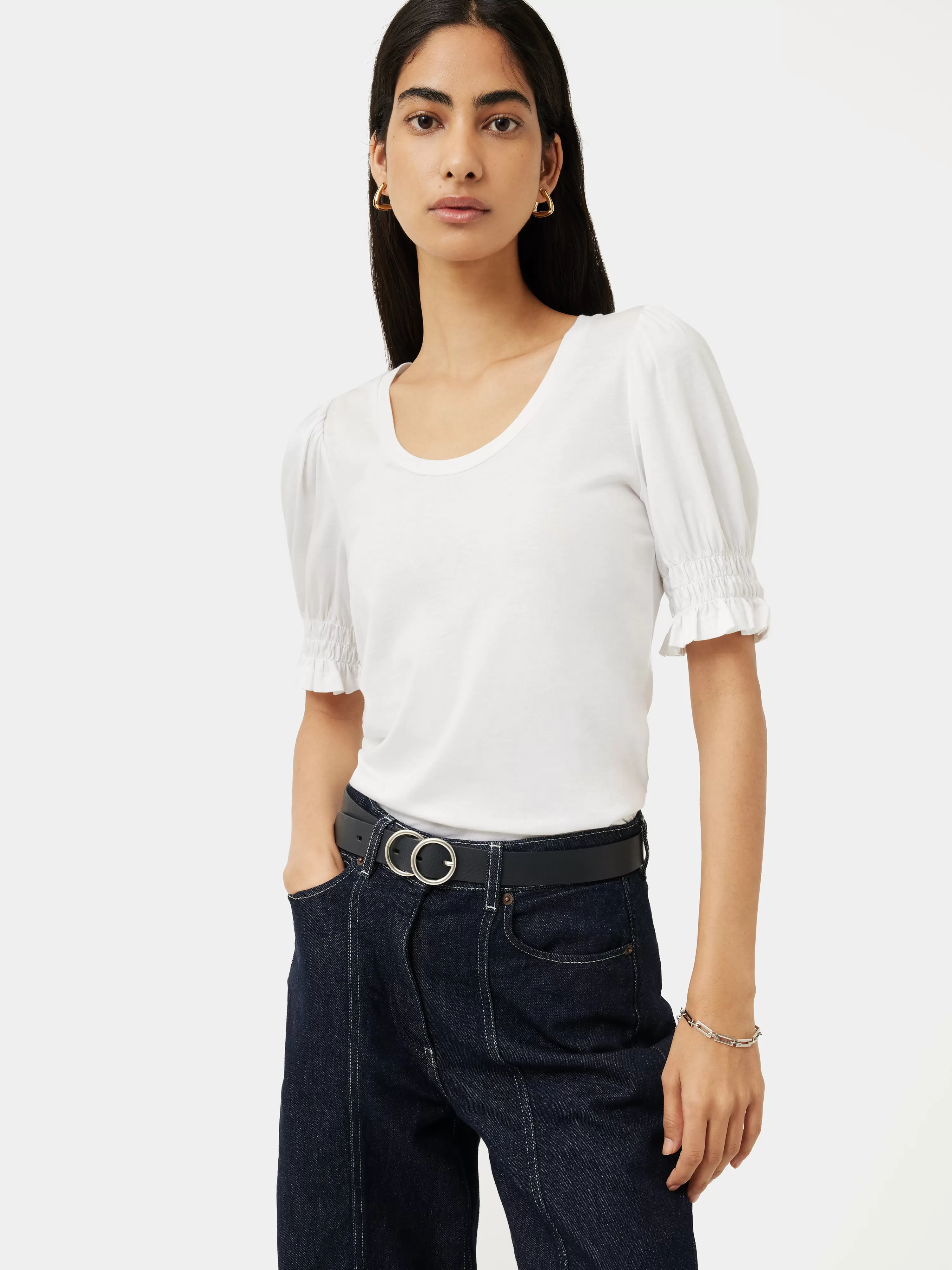 Jigsaw Ruched Sleeve Jersey Top-Women T-Shirts