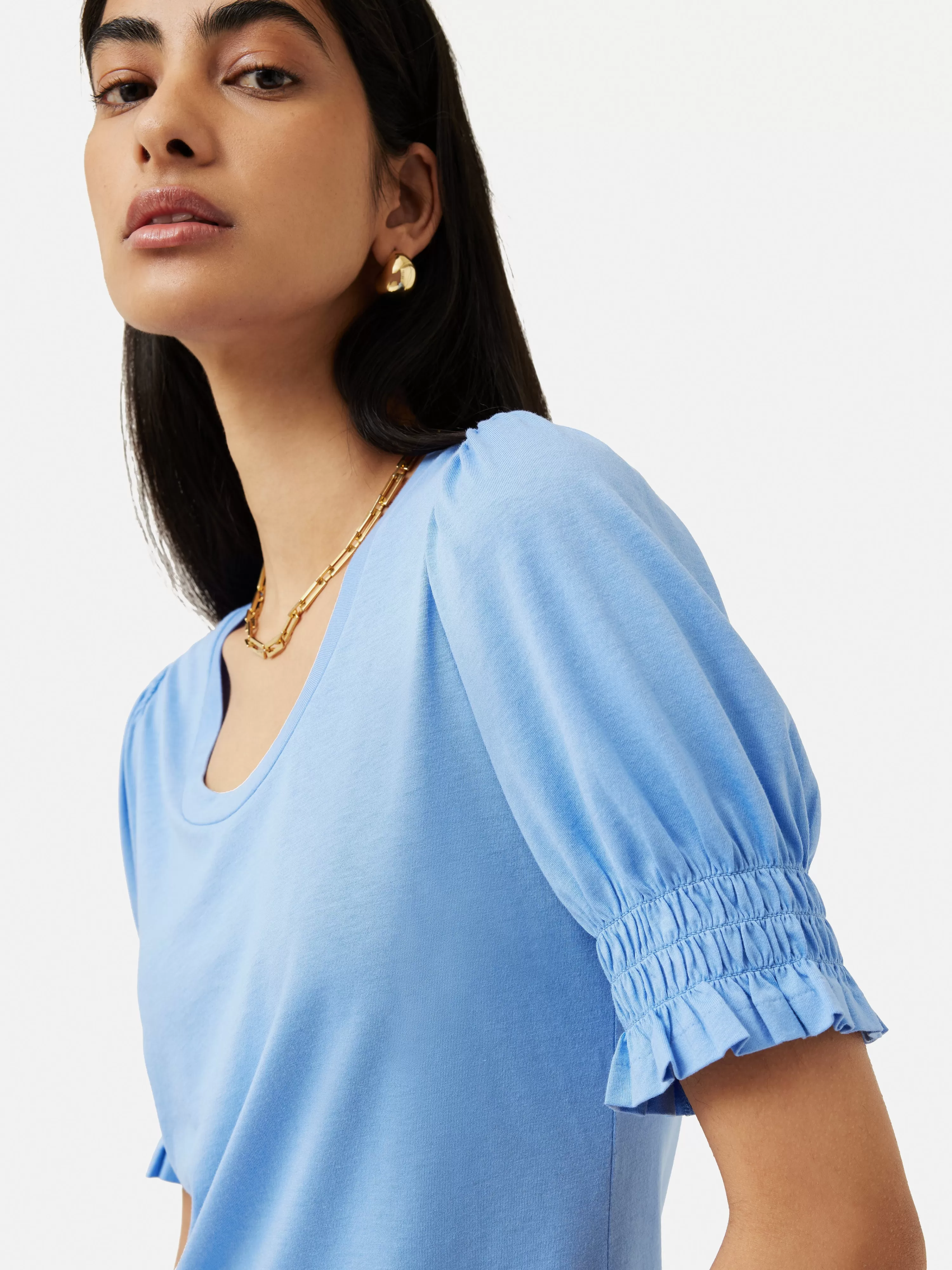 Jigsaw Ruched Sleeve Jersey Top-Women Tops