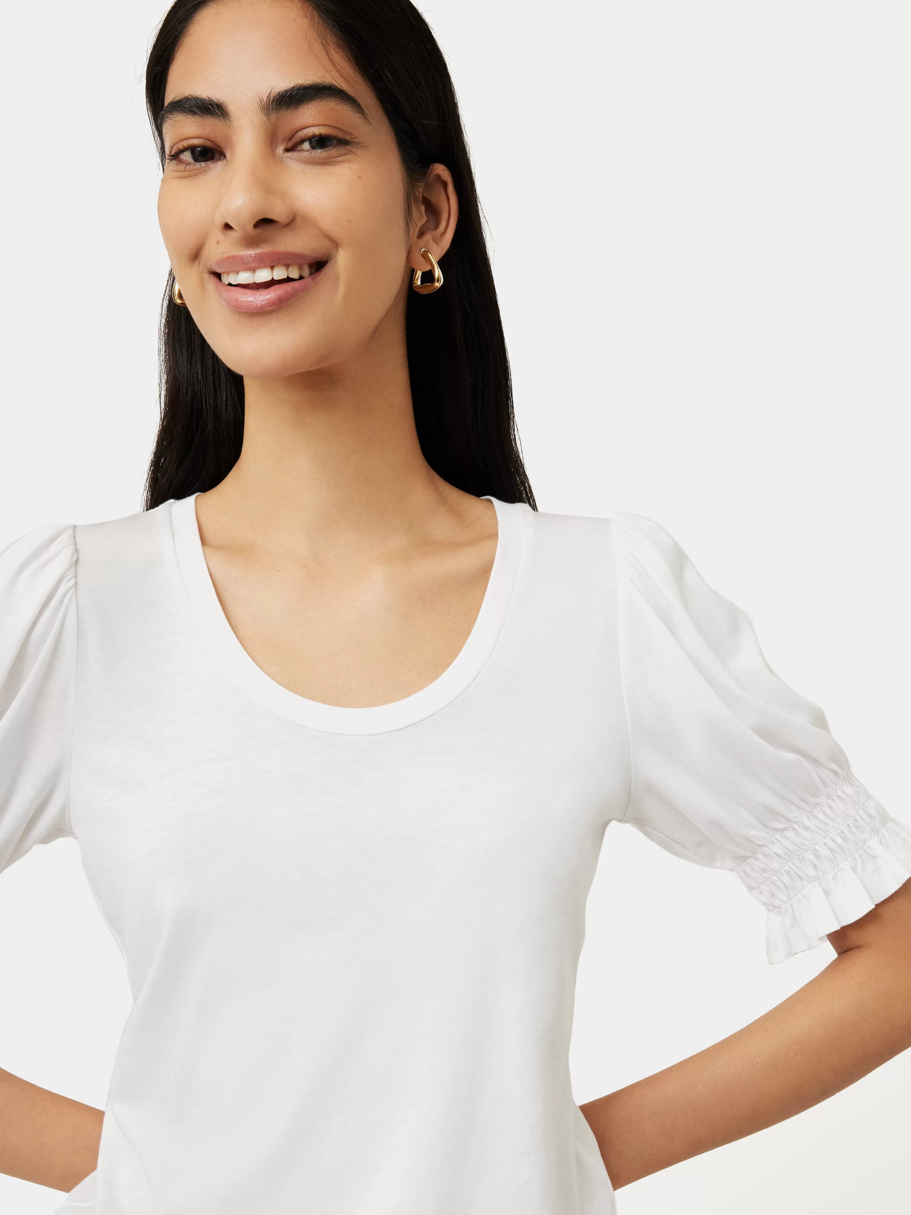 Jigsaw Ruched Sleeve Jersey Top-Women T-Shirts