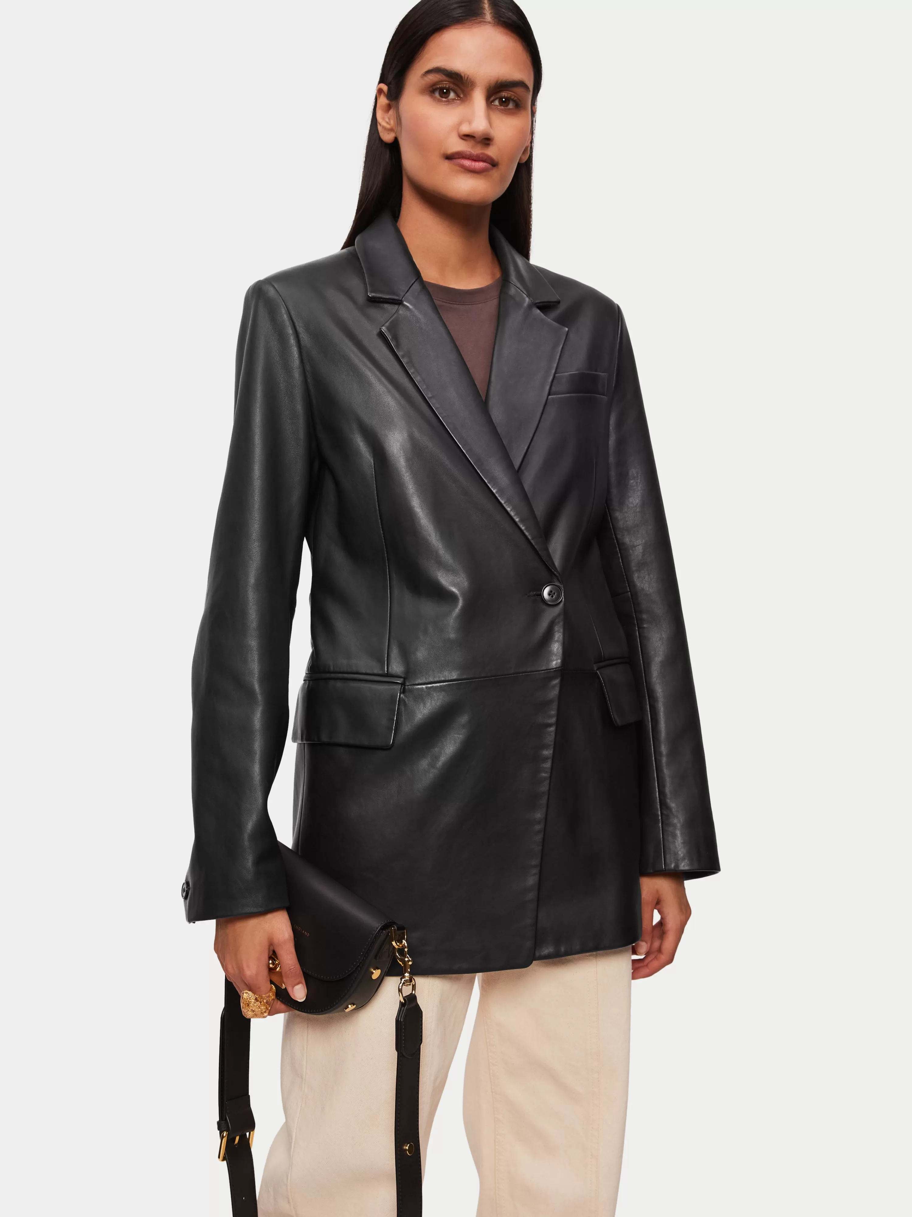 Jigsaw Ryedale Leather Blazer-Women Coats & Jackets