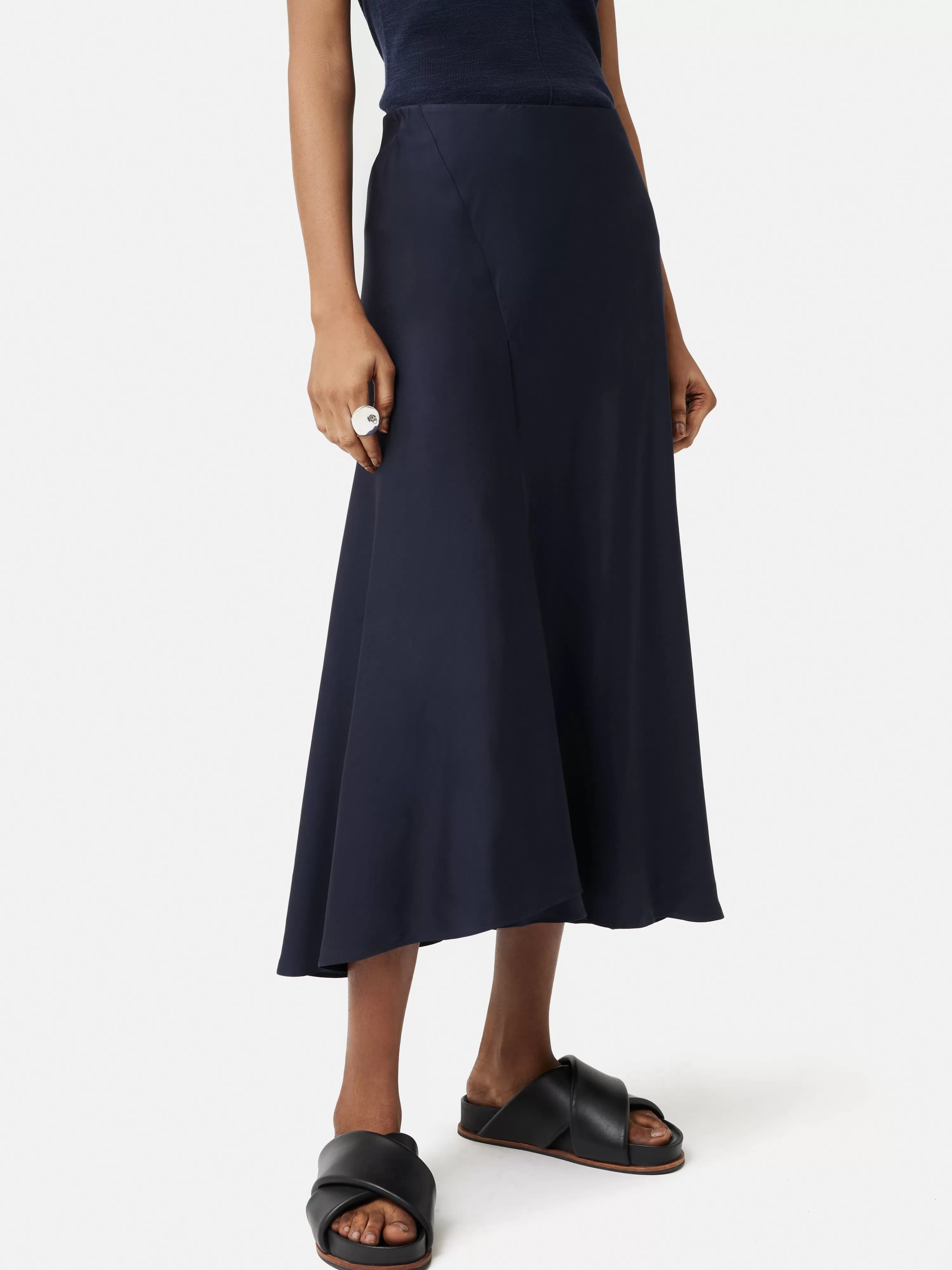 Jigsaw Satin Bias Asymmetric Skirt-Women Skirts