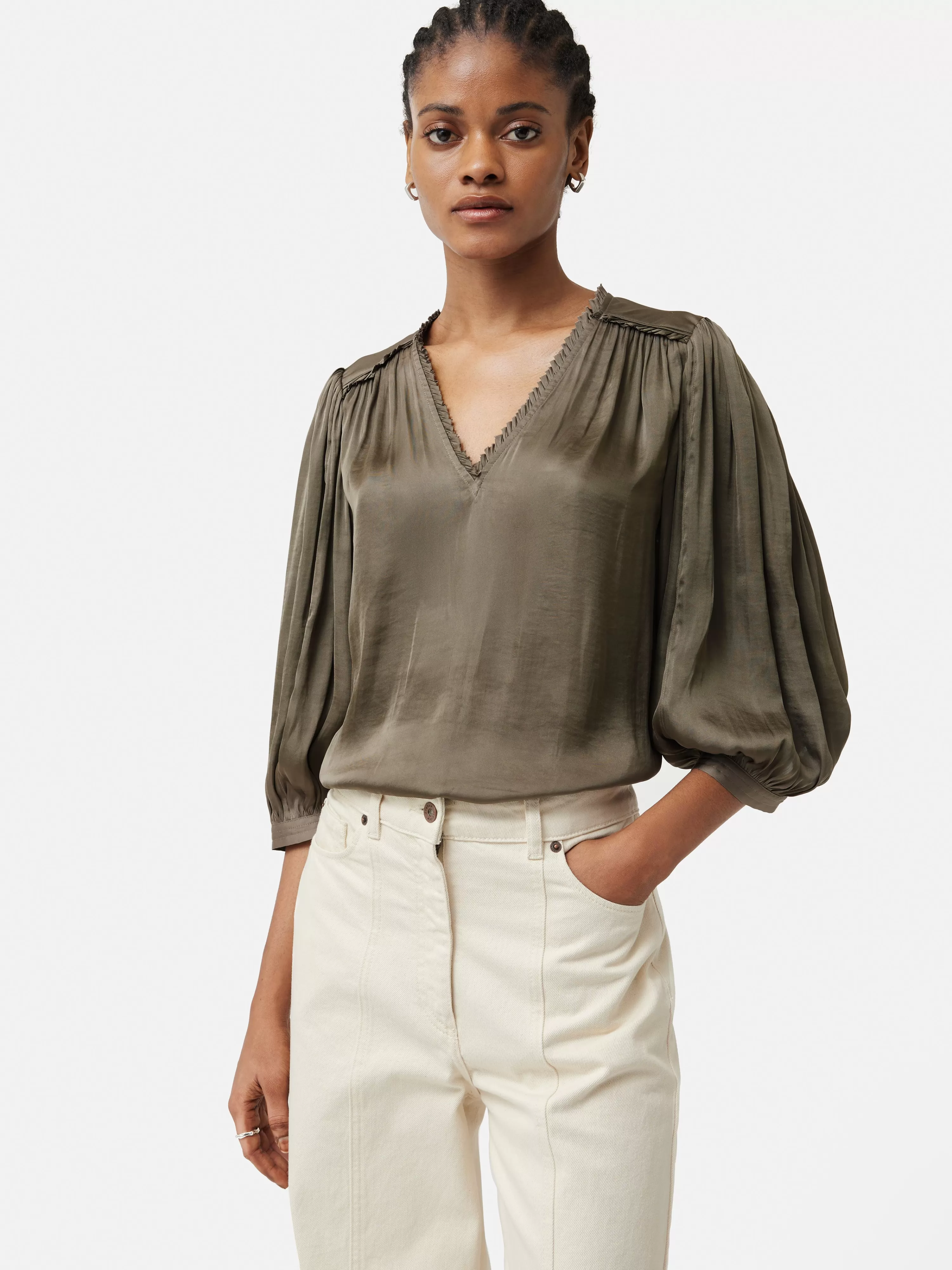 Jigsaw Satin Drape Top-Women Shirts & Blouses