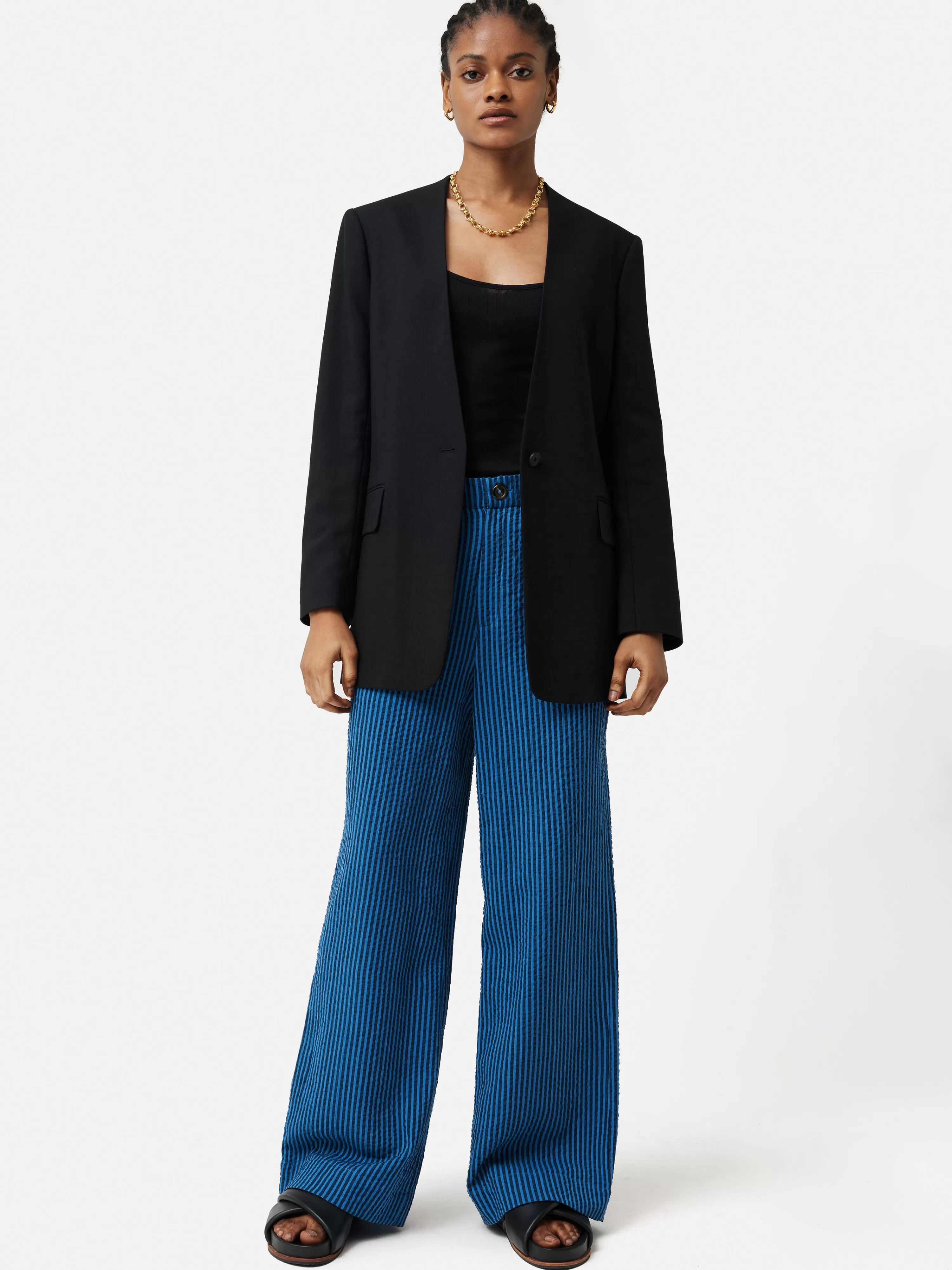 Jigsaw Seersucker Trouser-Women Trousers