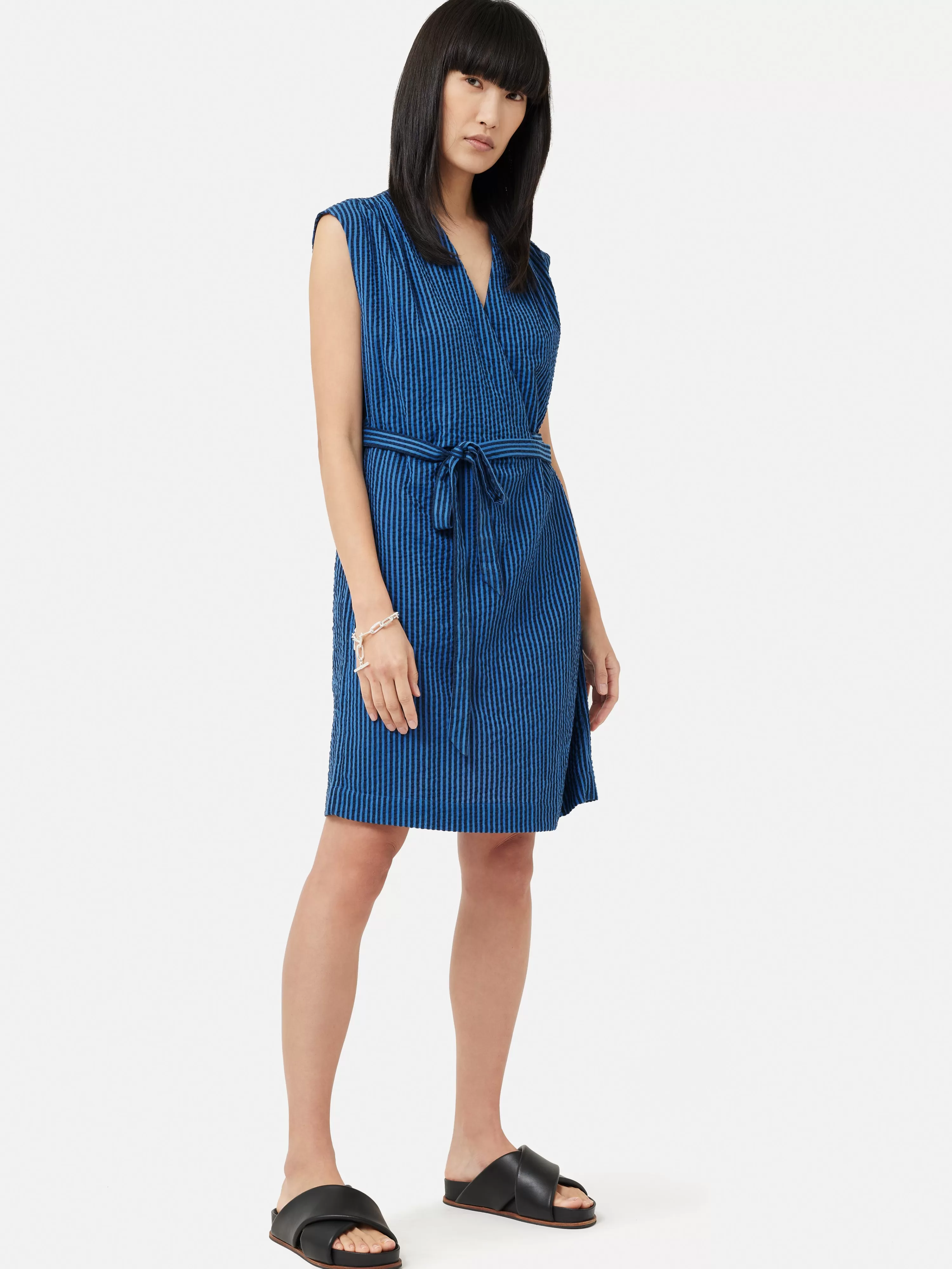 Jigsaw Seersucker Wrap Dress-Women Dresses & Jumpsuits