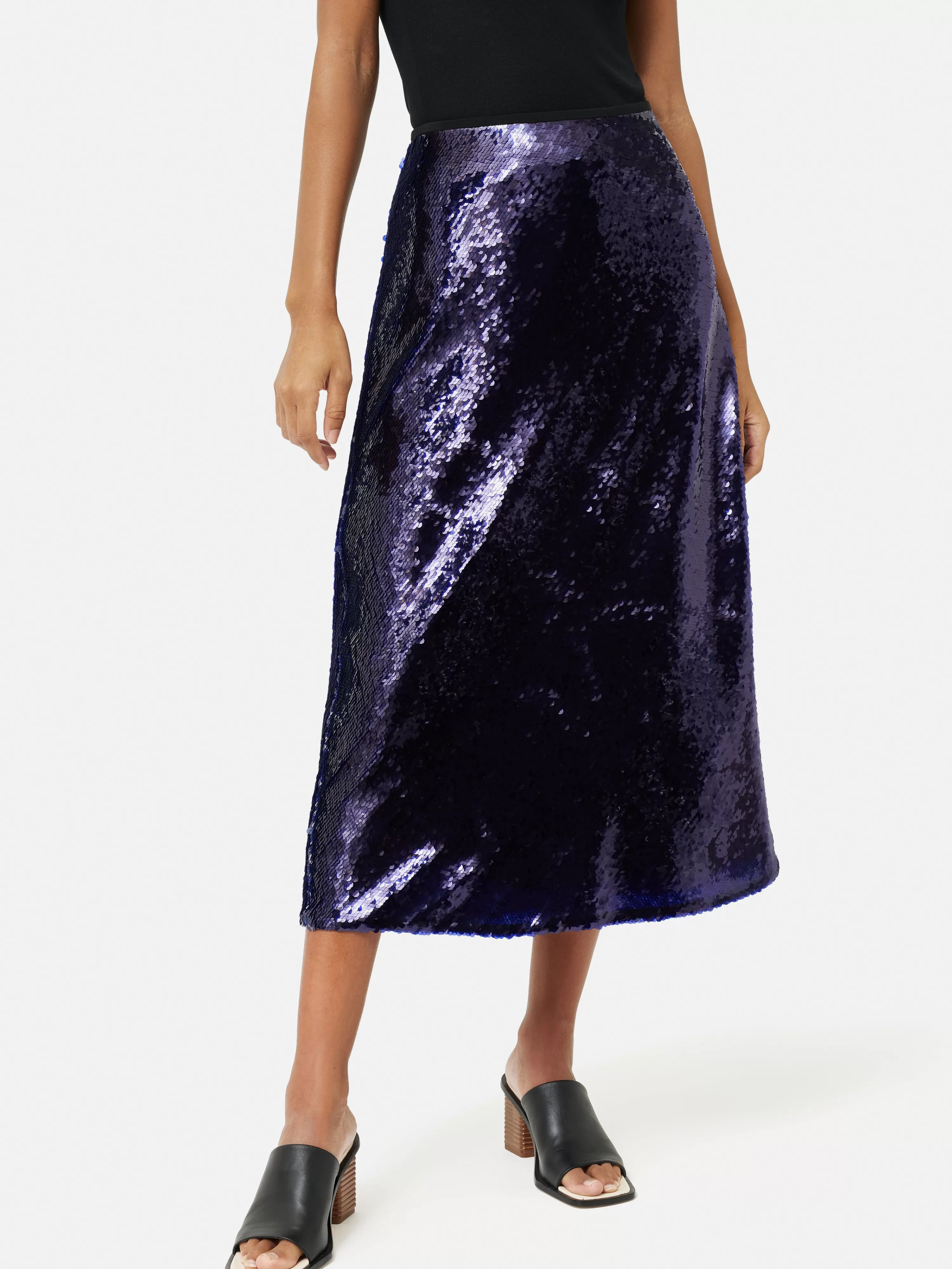 Jigsaw Sequin Midi Skirt-Women Skirts